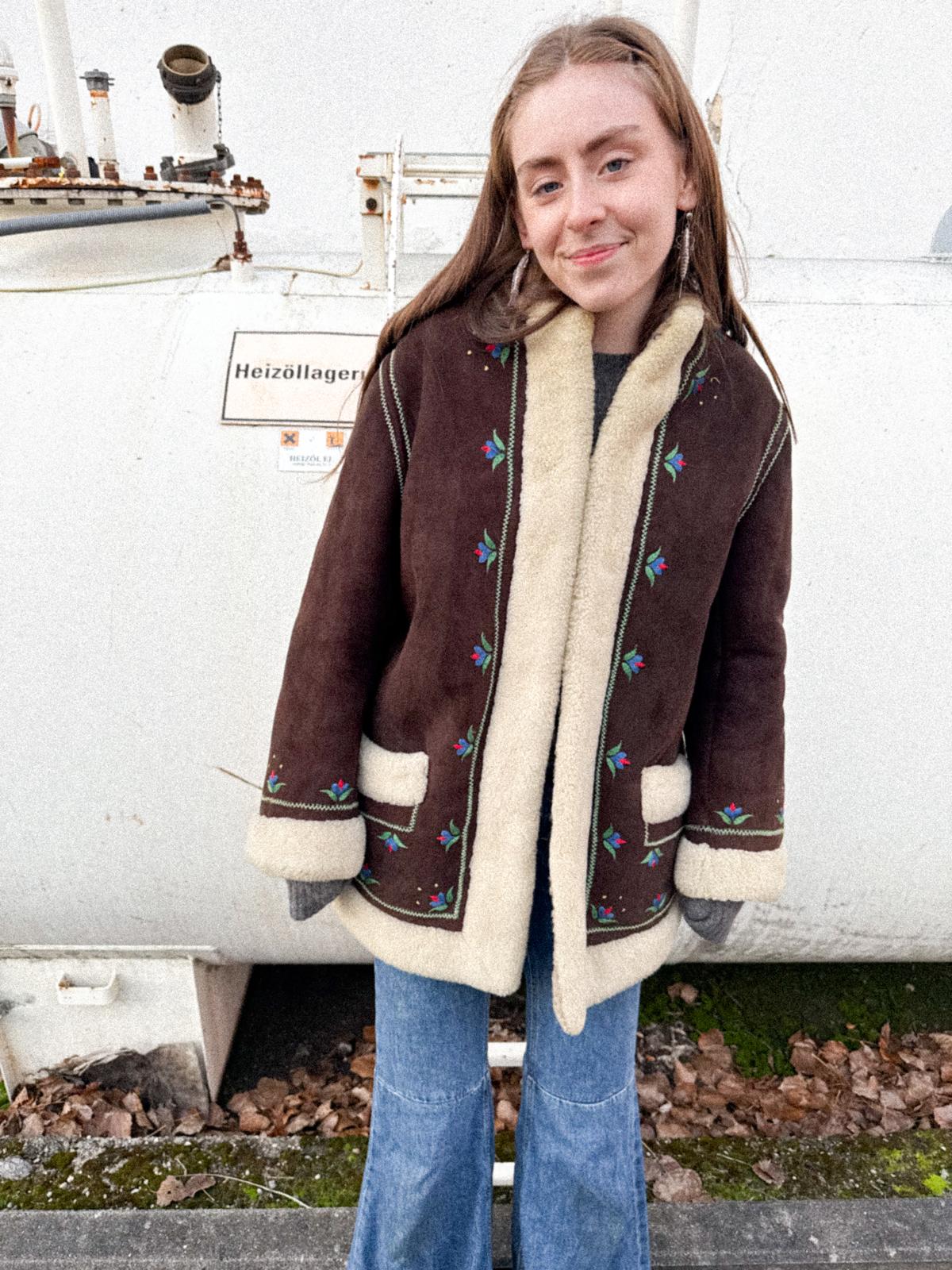 1970s Polish Embroidered Sheepskin Lammy Coat