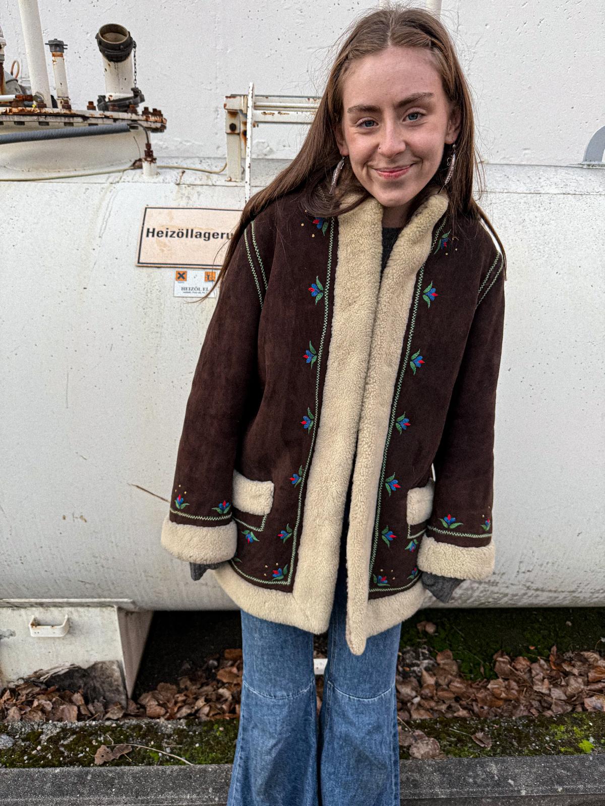 1970s Polish Embroidered Sheepskin Lammy Coat