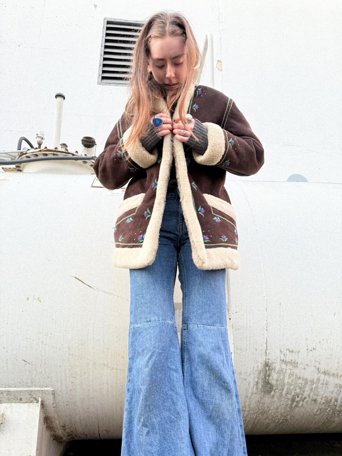 1970s Polish Embroidered Sheepskin Lammy Coat