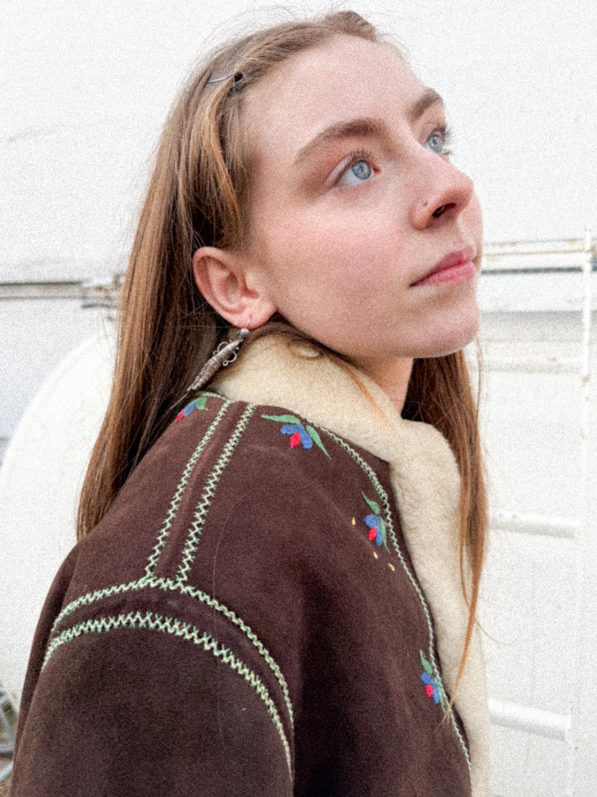 1970s Polish Embroidered Sheepskin Lammy Coat