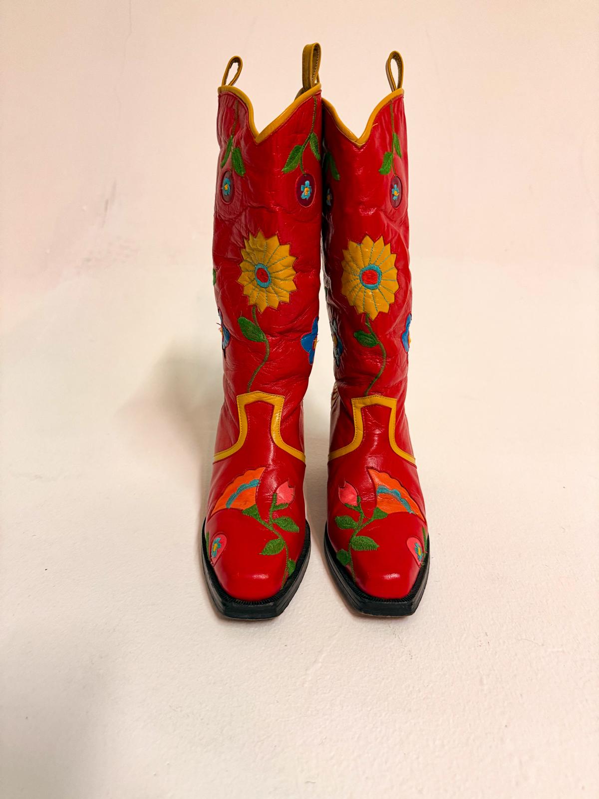 1960s Jerry Edouard for Saks Fifth Avenue Flower Power Inlay Go-Go Boots