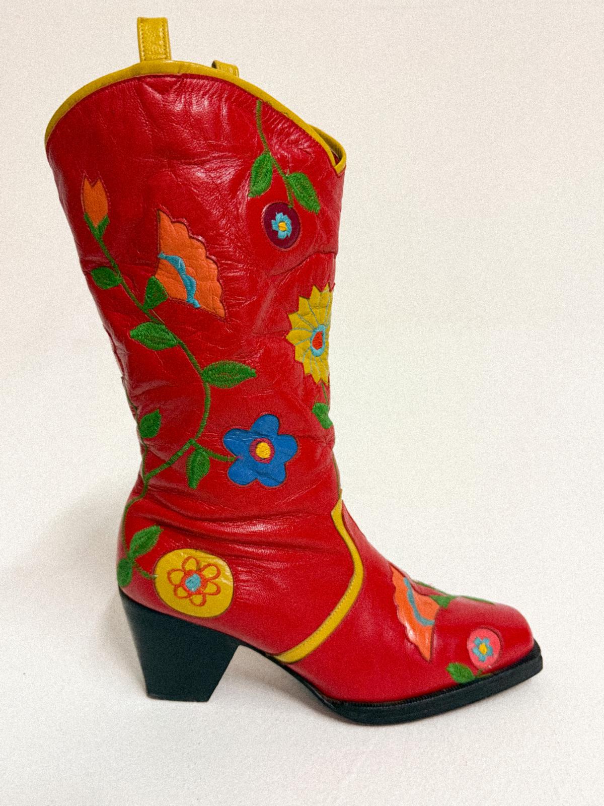 1960s Jerry Edouard for Saks Fifth Avenue Flower Power Inlay Go-Go Boots