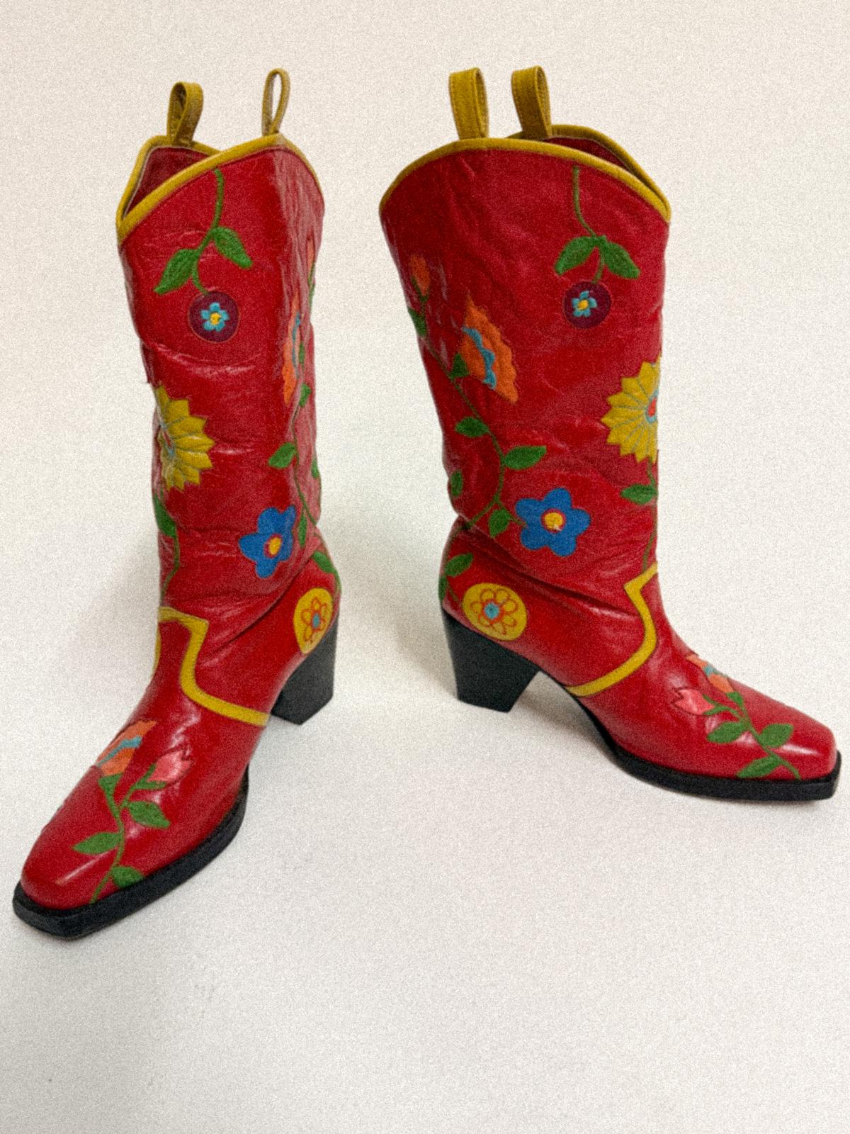 1960s Jerry Edouard for Saks Fifth Avenue Flower Power Inlay Go-Go Boots