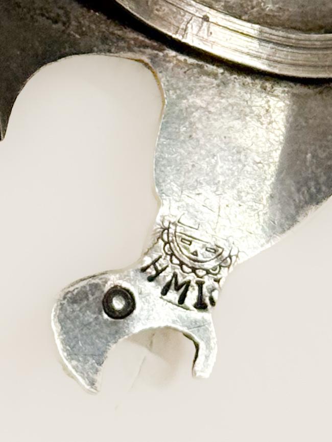 1960s–70s Southwestern Thunderbird Cuff in Sterling Silver with Turquoise and Coral Chip Inlay (HMIJ, Gilbert Ortega Shop)