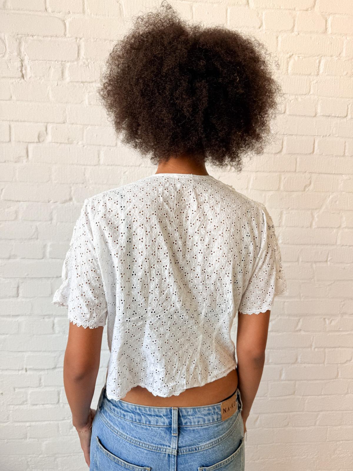 Edwardian 1900s–1910s Handmade Irish Crochet Guipure Lace & Broderie Anglaise Blouse