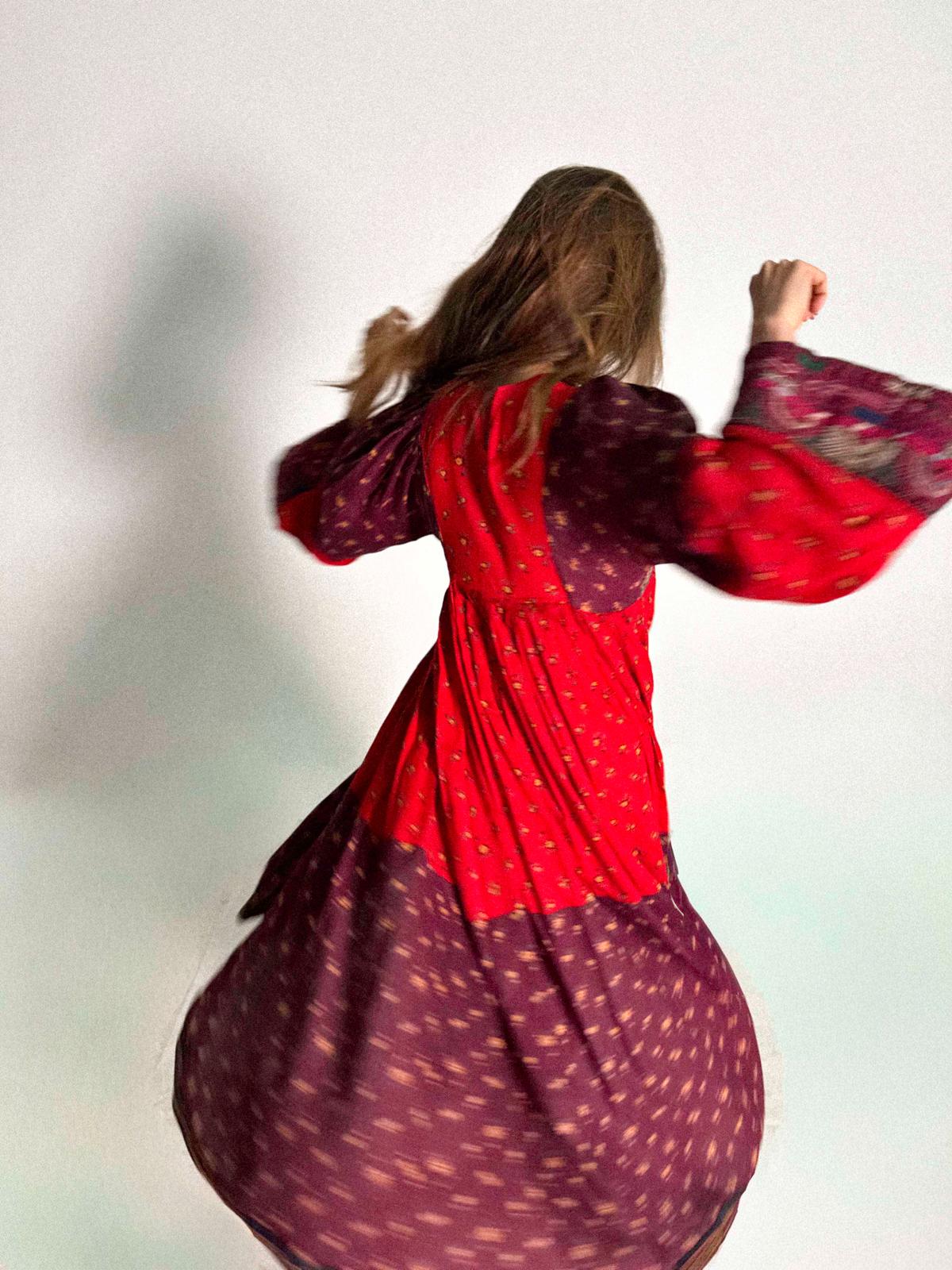 1970s Red Afghan Kuchi Dress