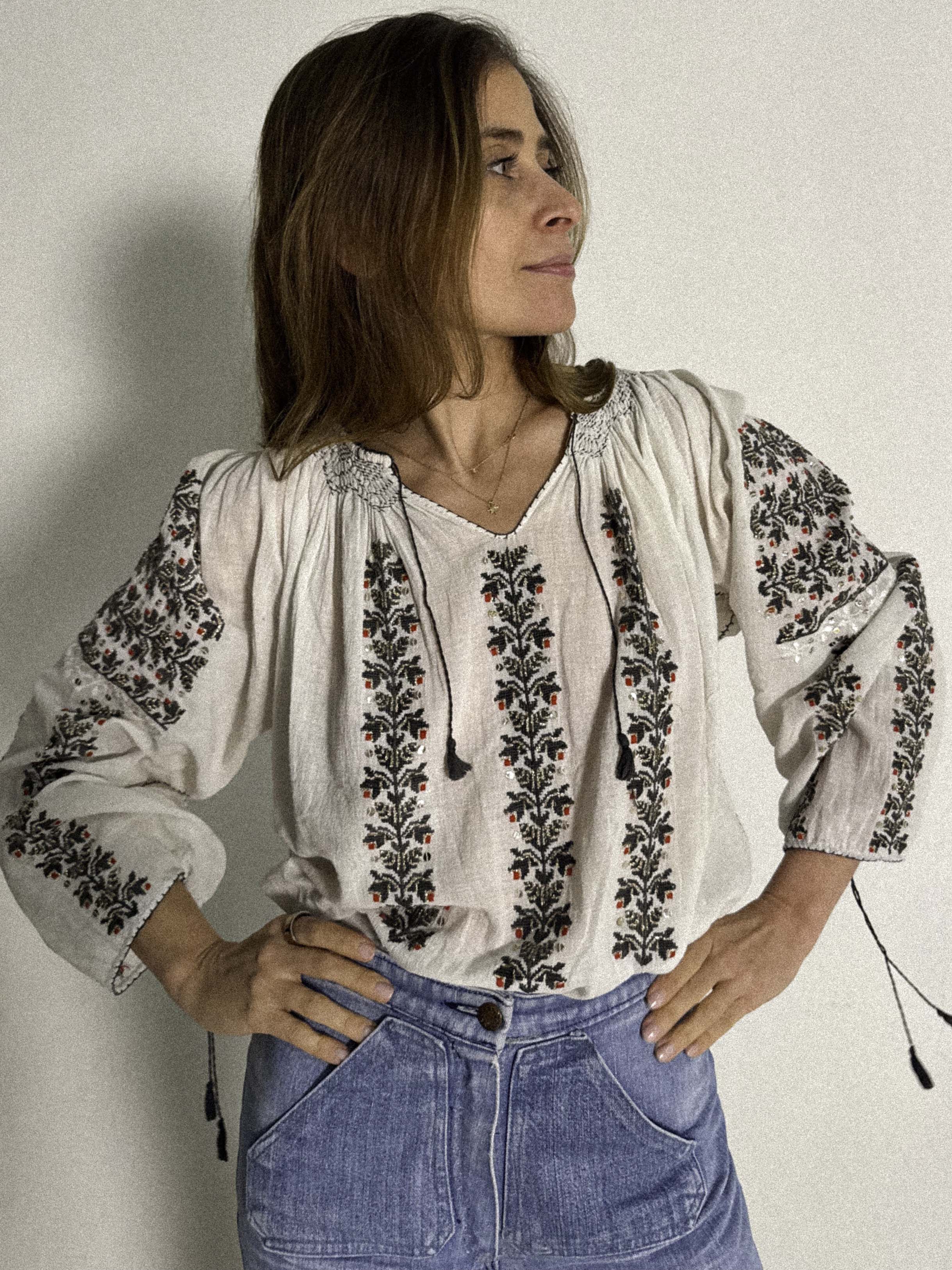 RESERVED FOR MELANIE 1930s-40s Eastern European Cheescloth Blouse