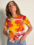 1970s Graphic Novelty Print Ringer T-Shirt