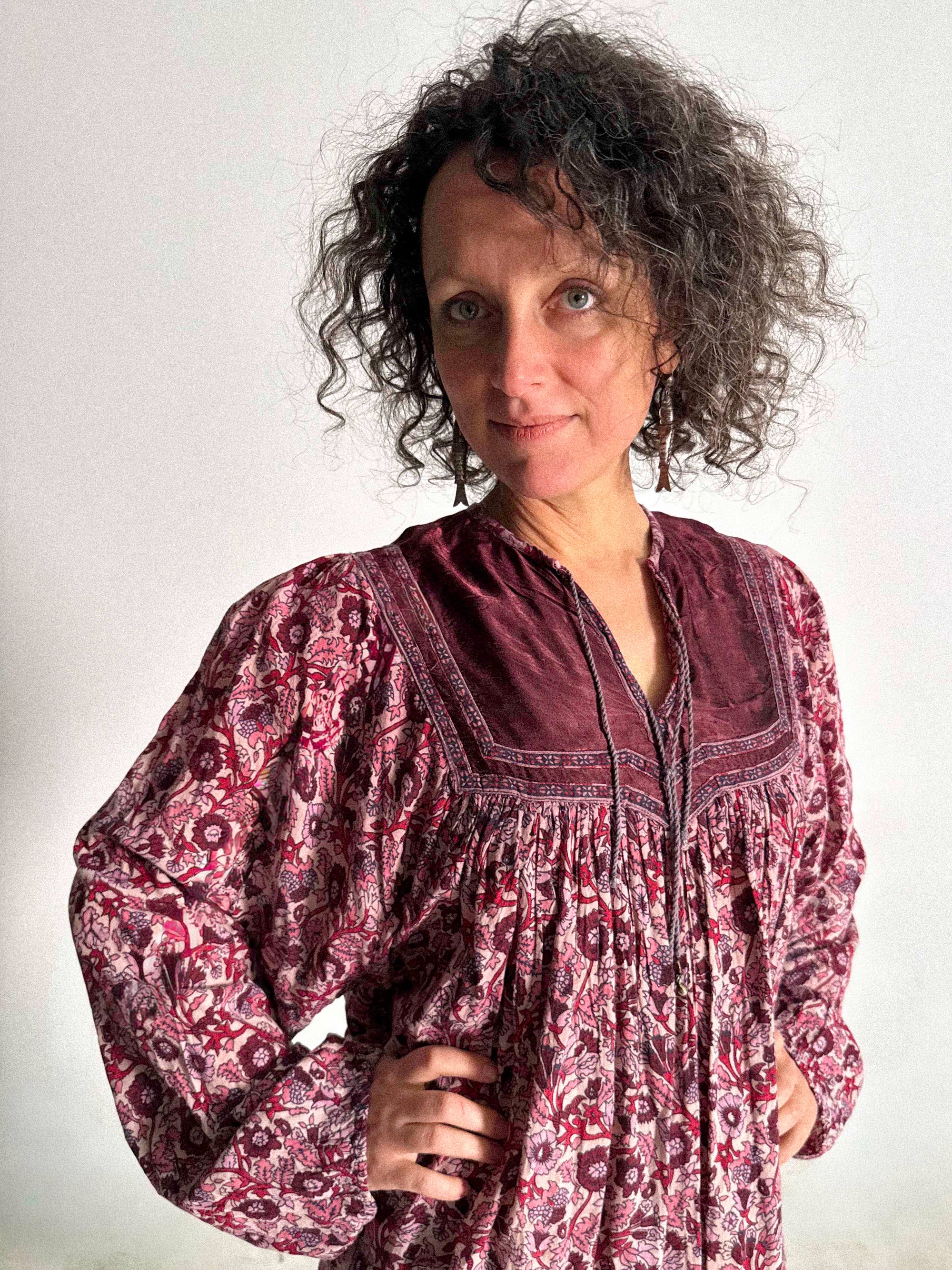 Baumwollgaze-Kleid aus den 1970er Jahren