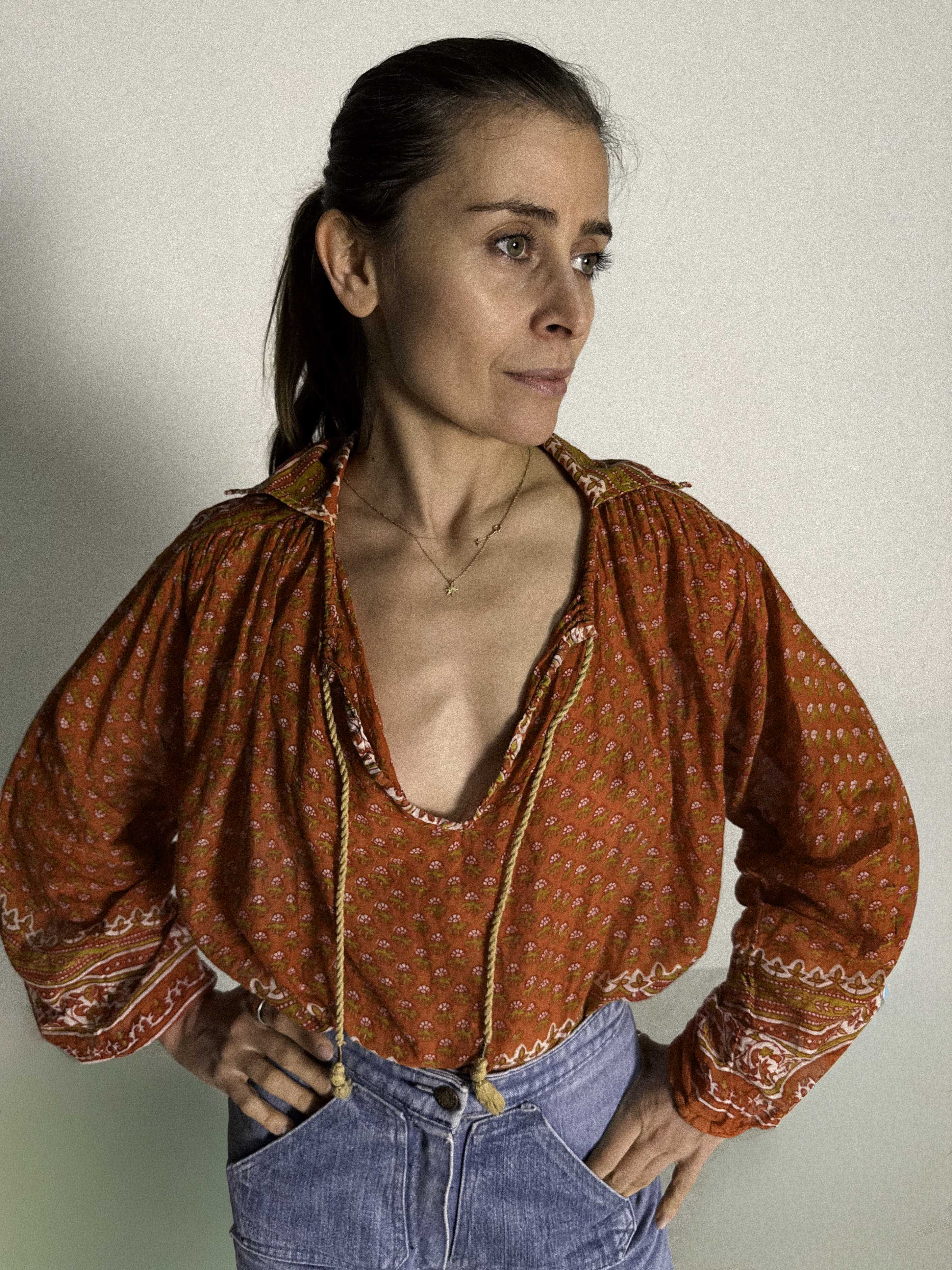1970s Cotton Gauze Blouse with Collar