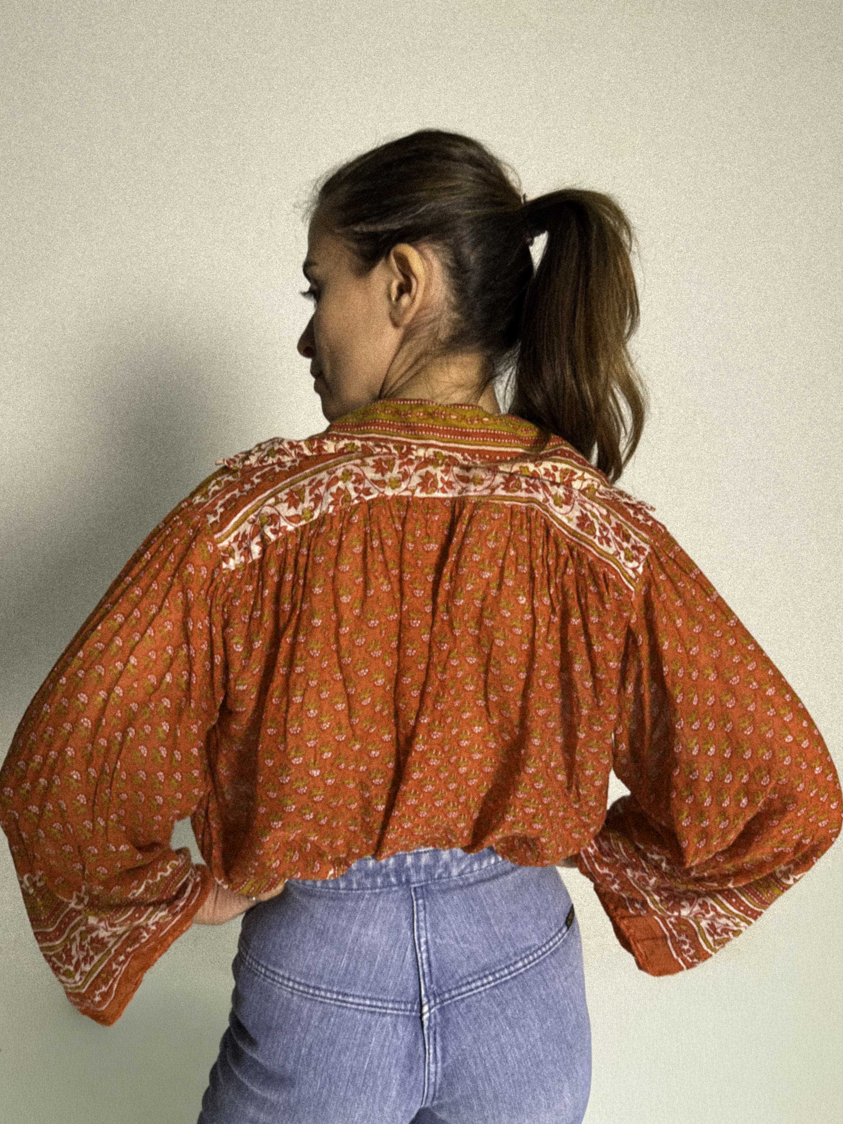 1970s Cotton Gauze Blouse with Collar