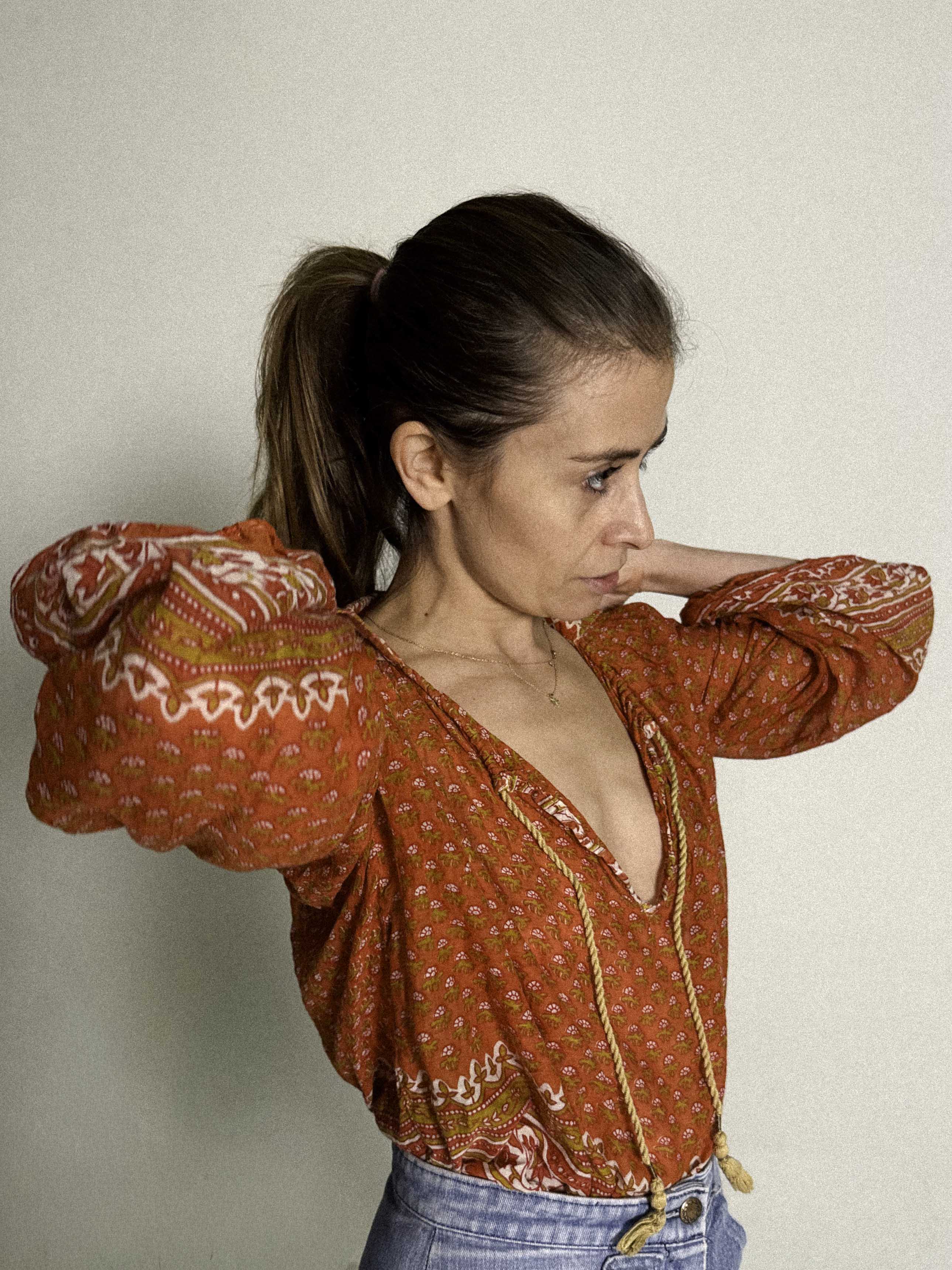 1970s Cotton Gauze Blouse with Collar