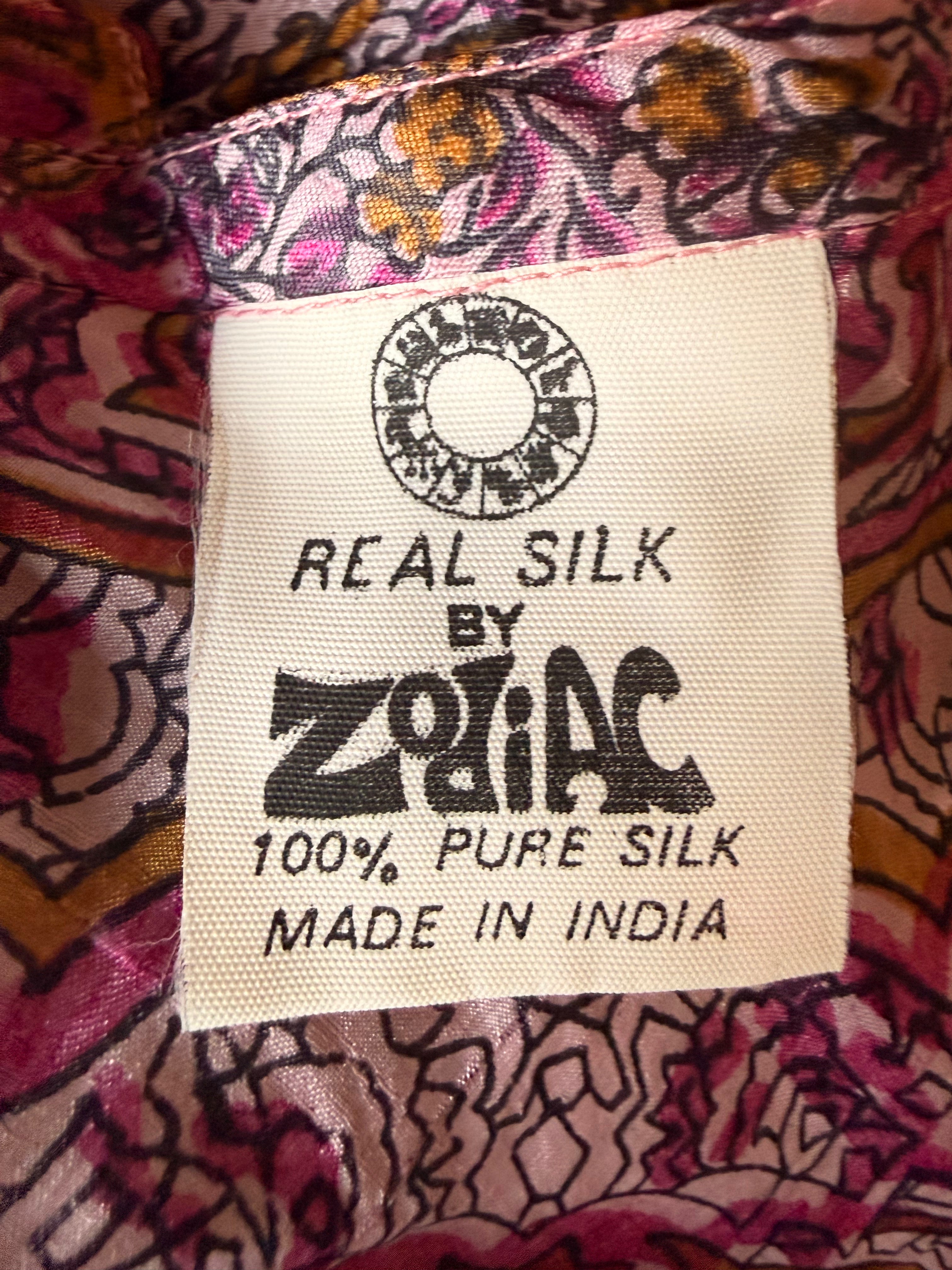 1970s Zodiac Deadstock Pure Silk Patchwork Cafta