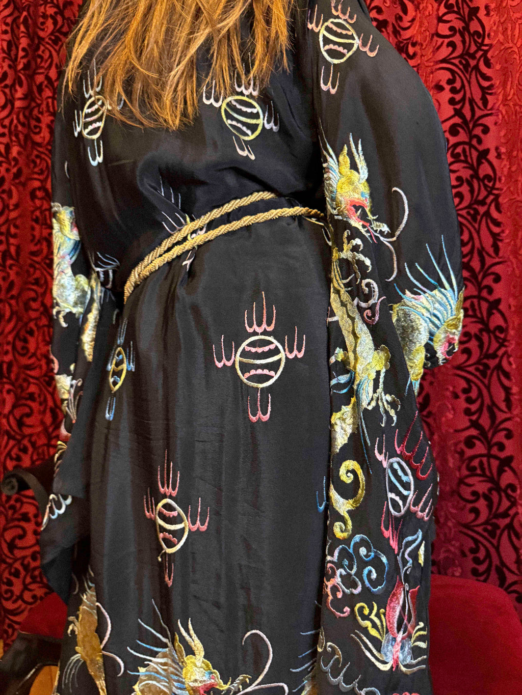 Antique 1920s Embroidered Silk Duster/ Kimono – Egyptian Revival