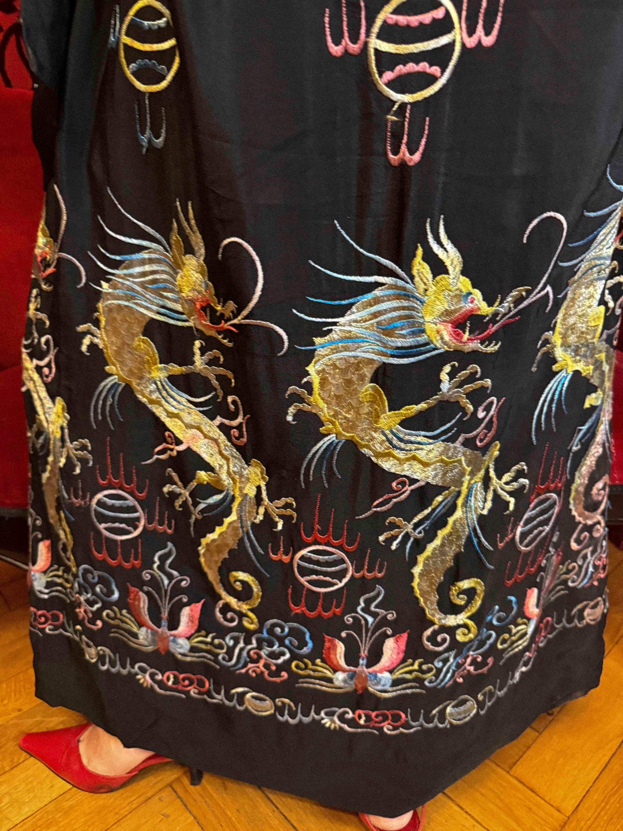 Antique 1920s Embroidered Silk Duster/ Kimono – Egyptian Revival