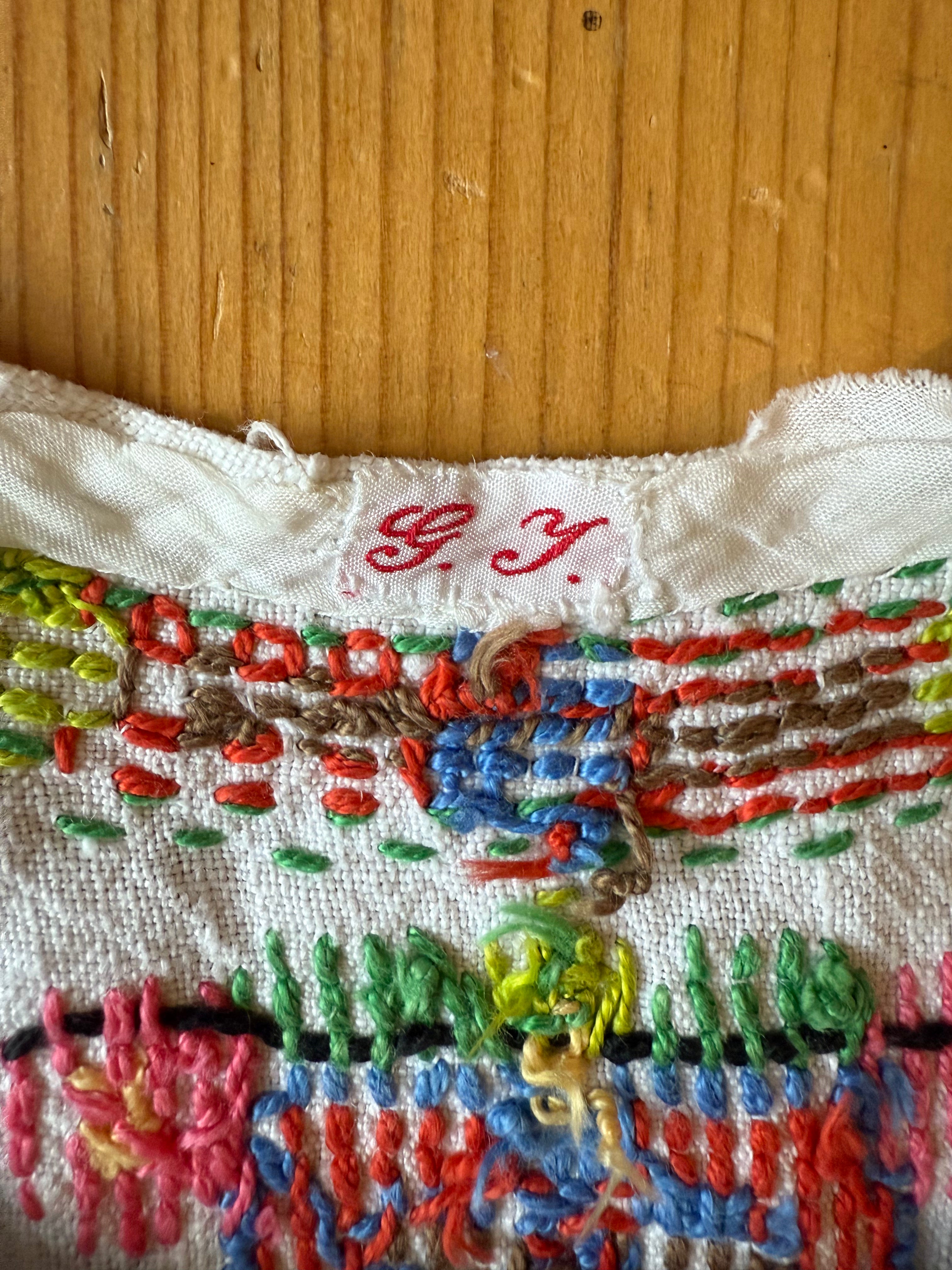 1930s Embroidered Folk Blouse with Tailored Waist and Back Peplum