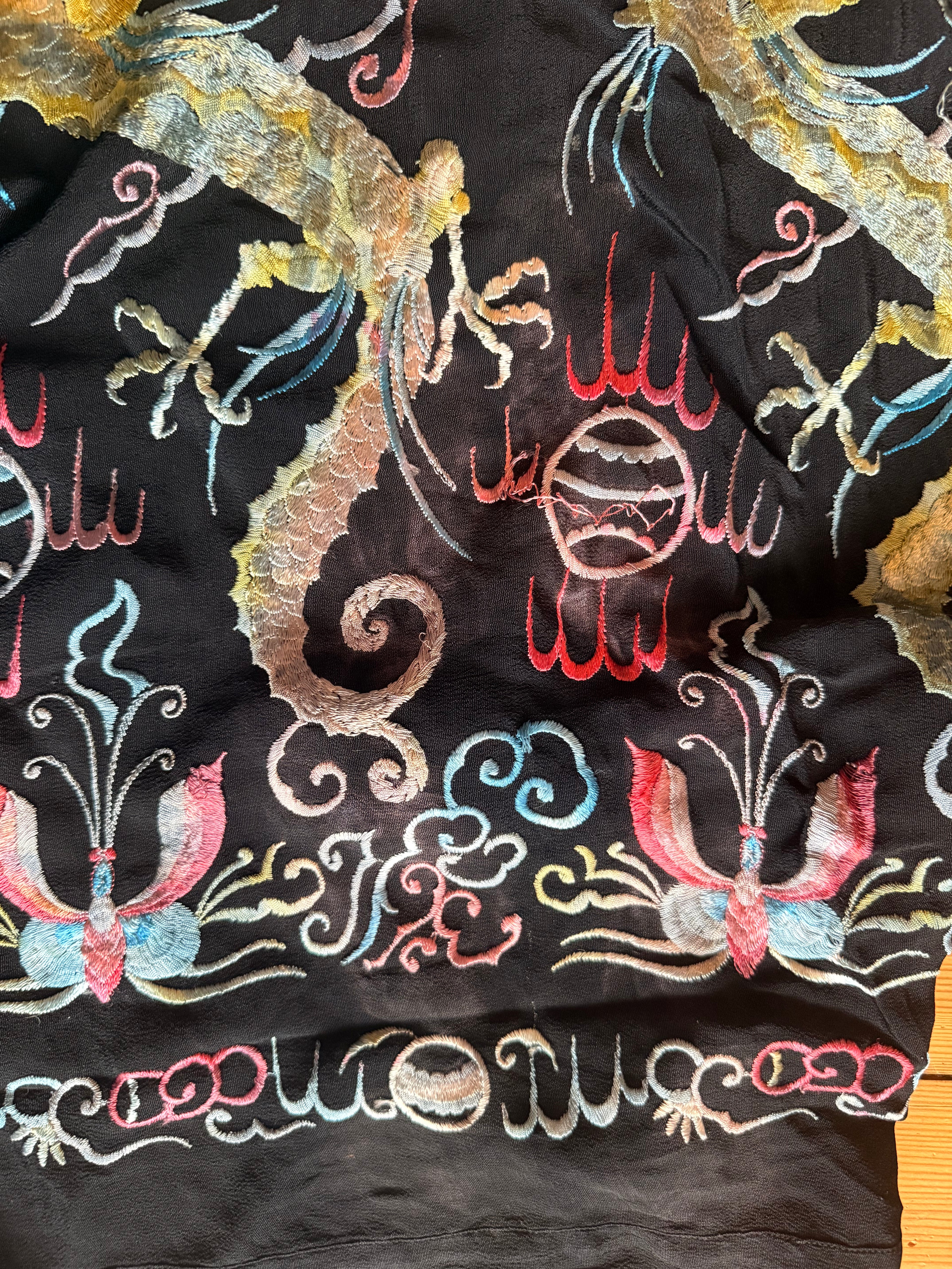 Antique 1920s Embroidered Silk Duster/ Kimono – Egyptian Revival