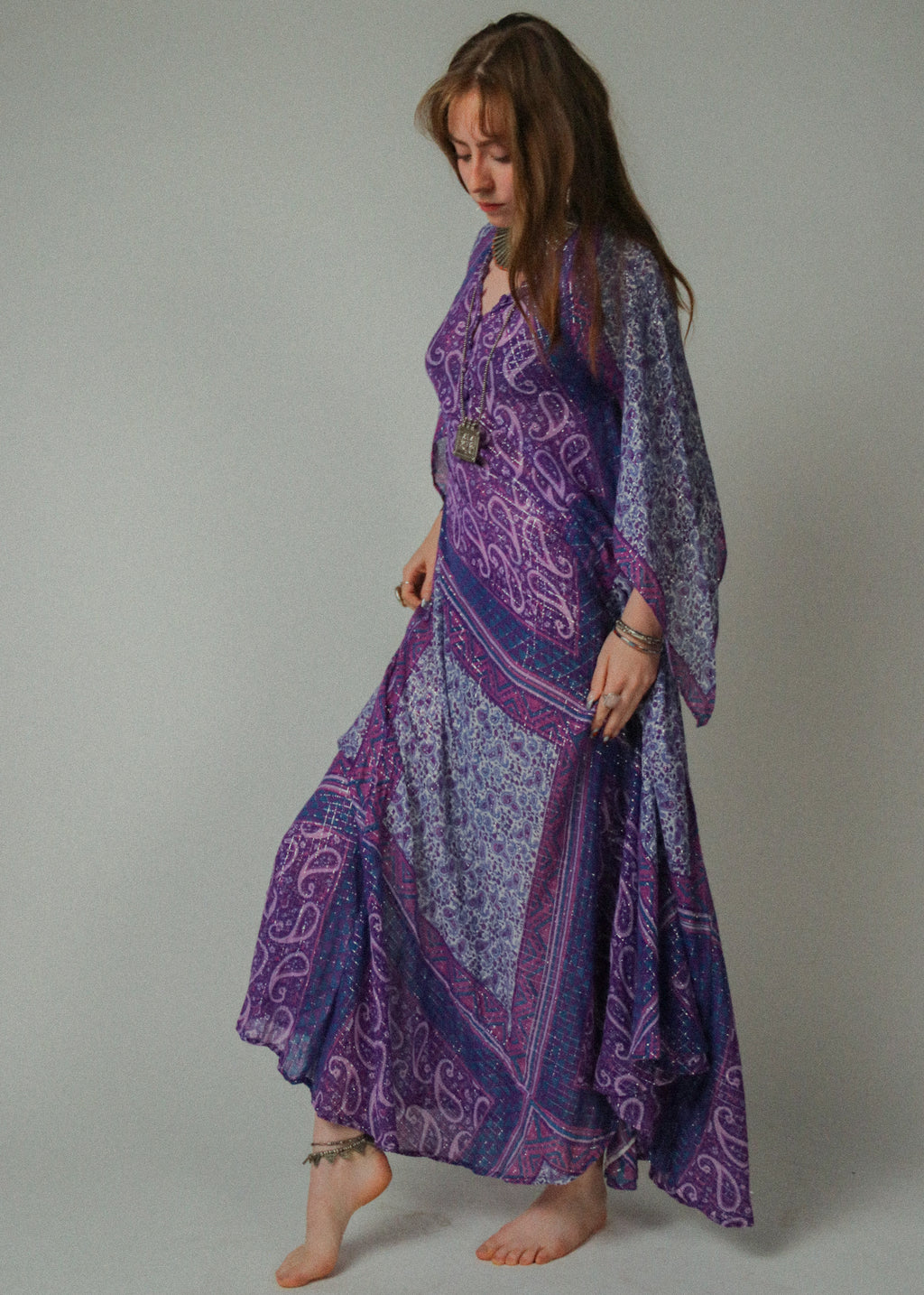 1960s Adini Sultana Purple Rain Caftan