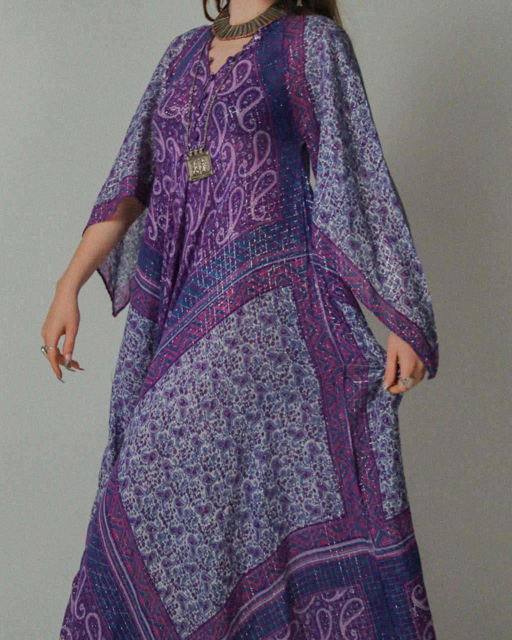 1960s Adini Sultana Purple Rain Caftan