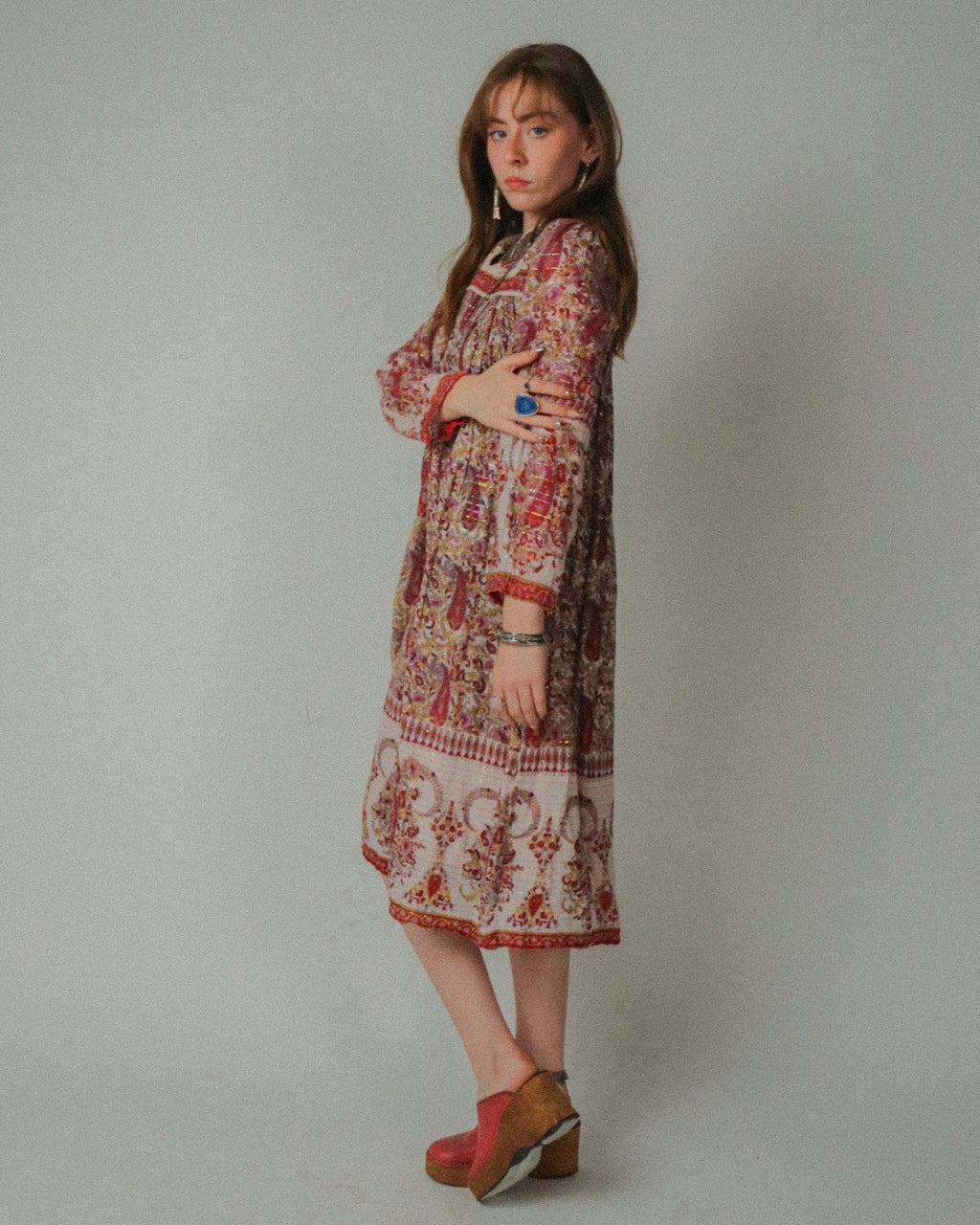 1970s Wings Rainbow Lurex Dress