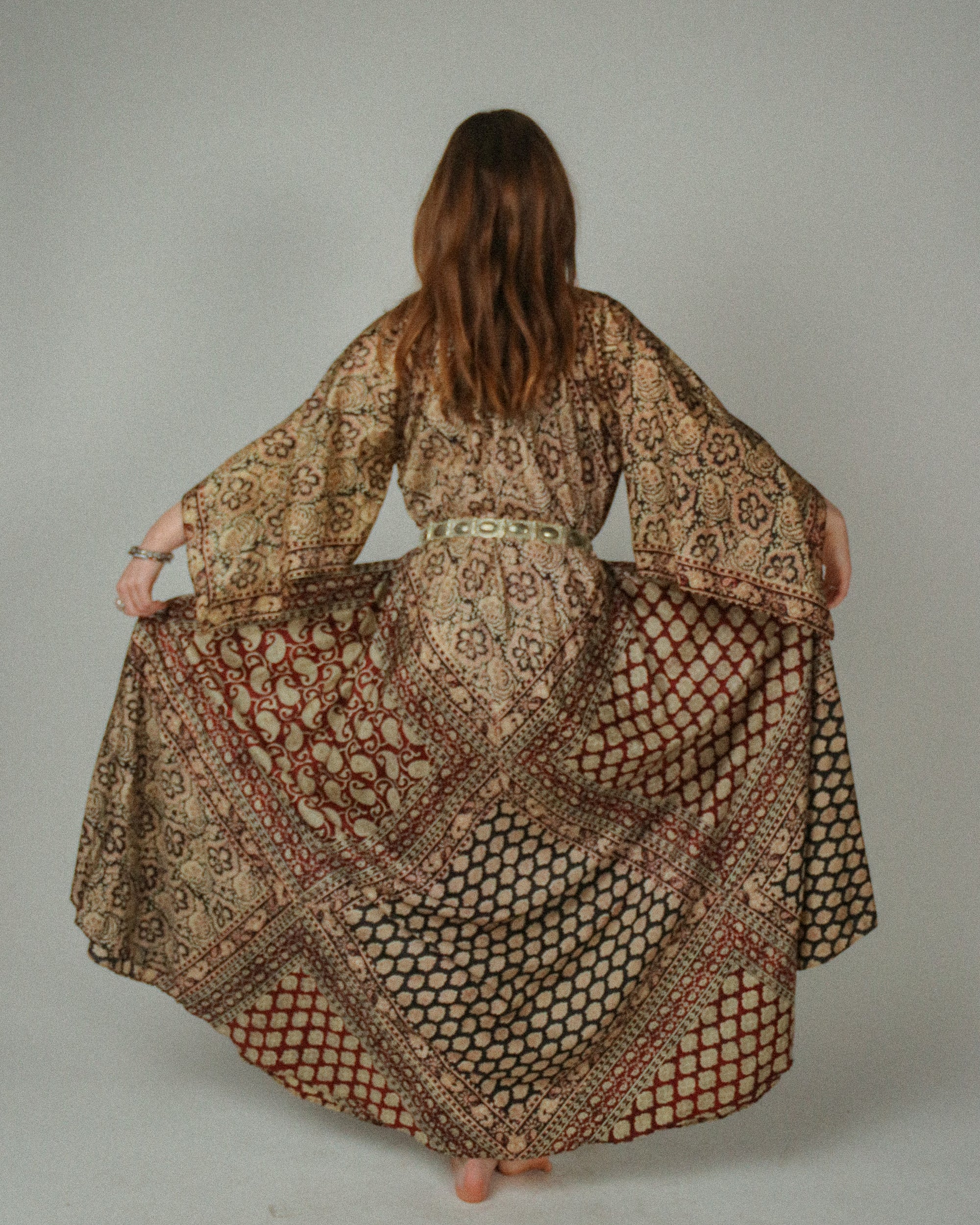 1970s Adini Silk Caftan Gown