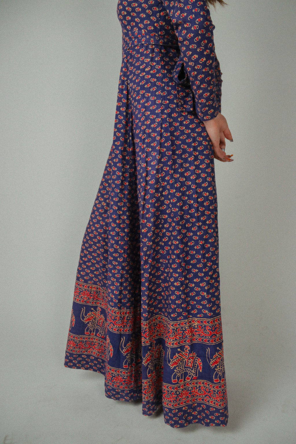 60s/70s India Imports of Rhode Island Block Print Maxi Dress