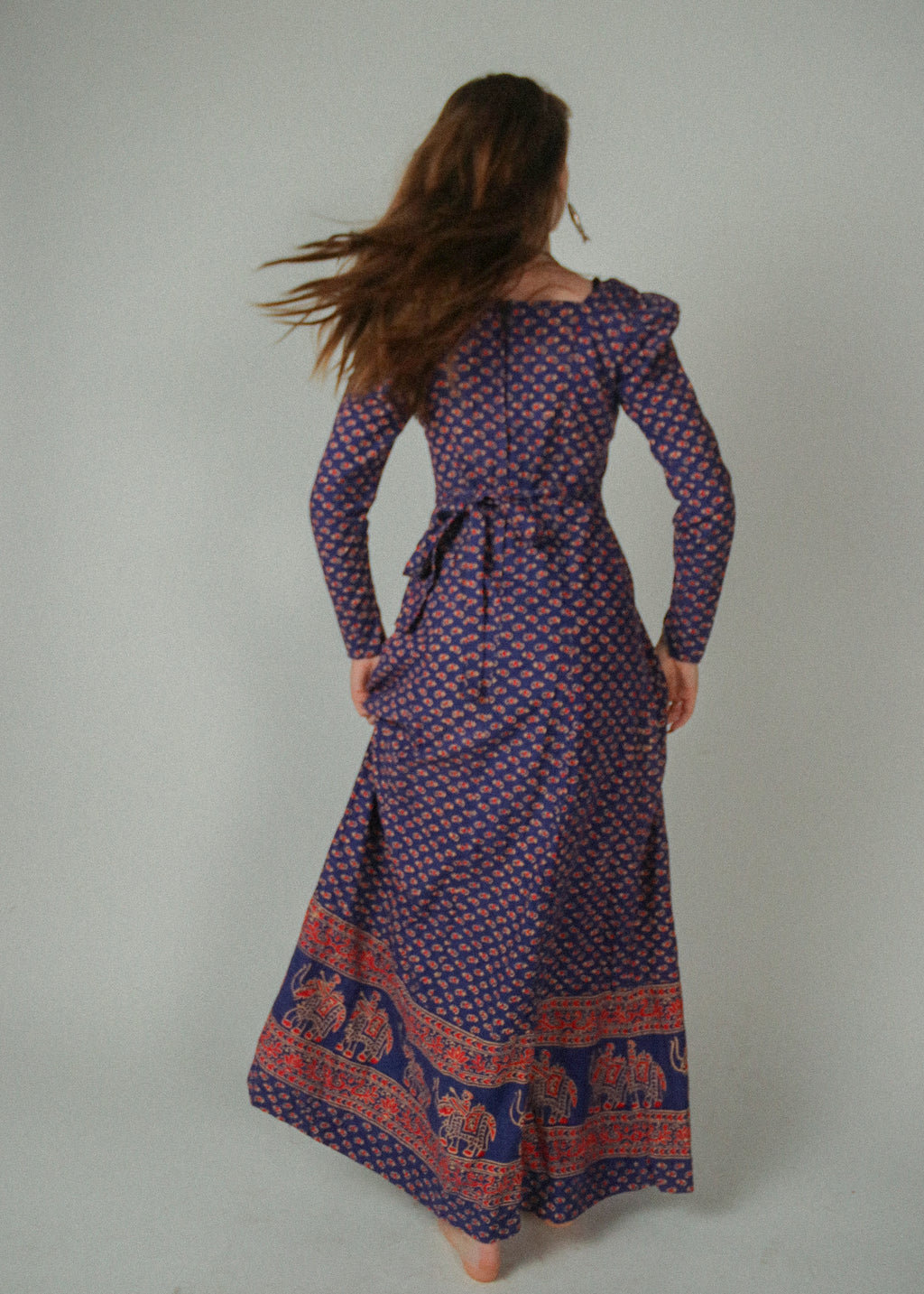 60s/70s India Imports of Rhode Island Block Print Maxi Dress