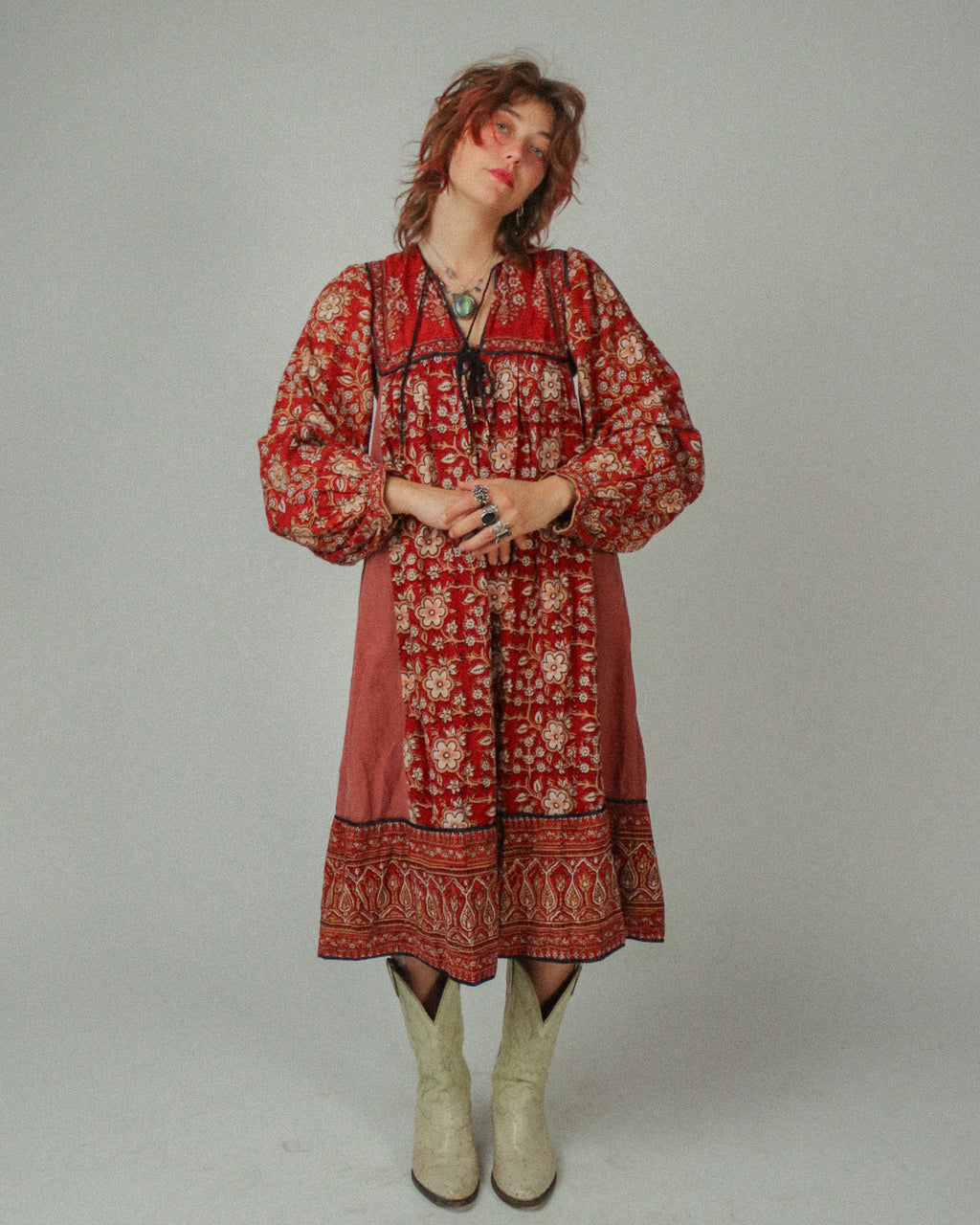 1970er Anokhi Blockprint-Kaftan