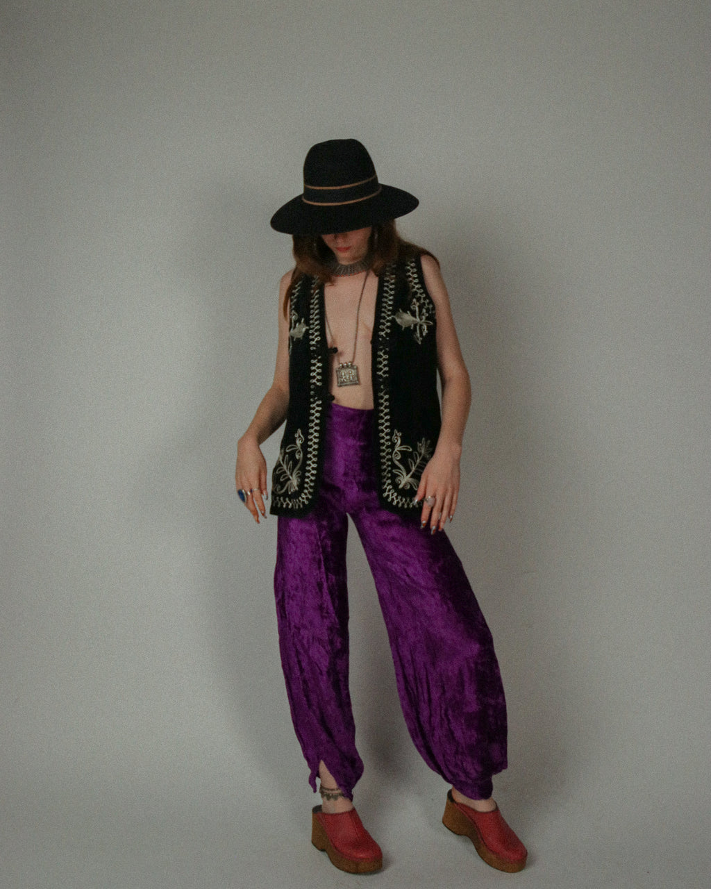 1970s Black Velvet Vest