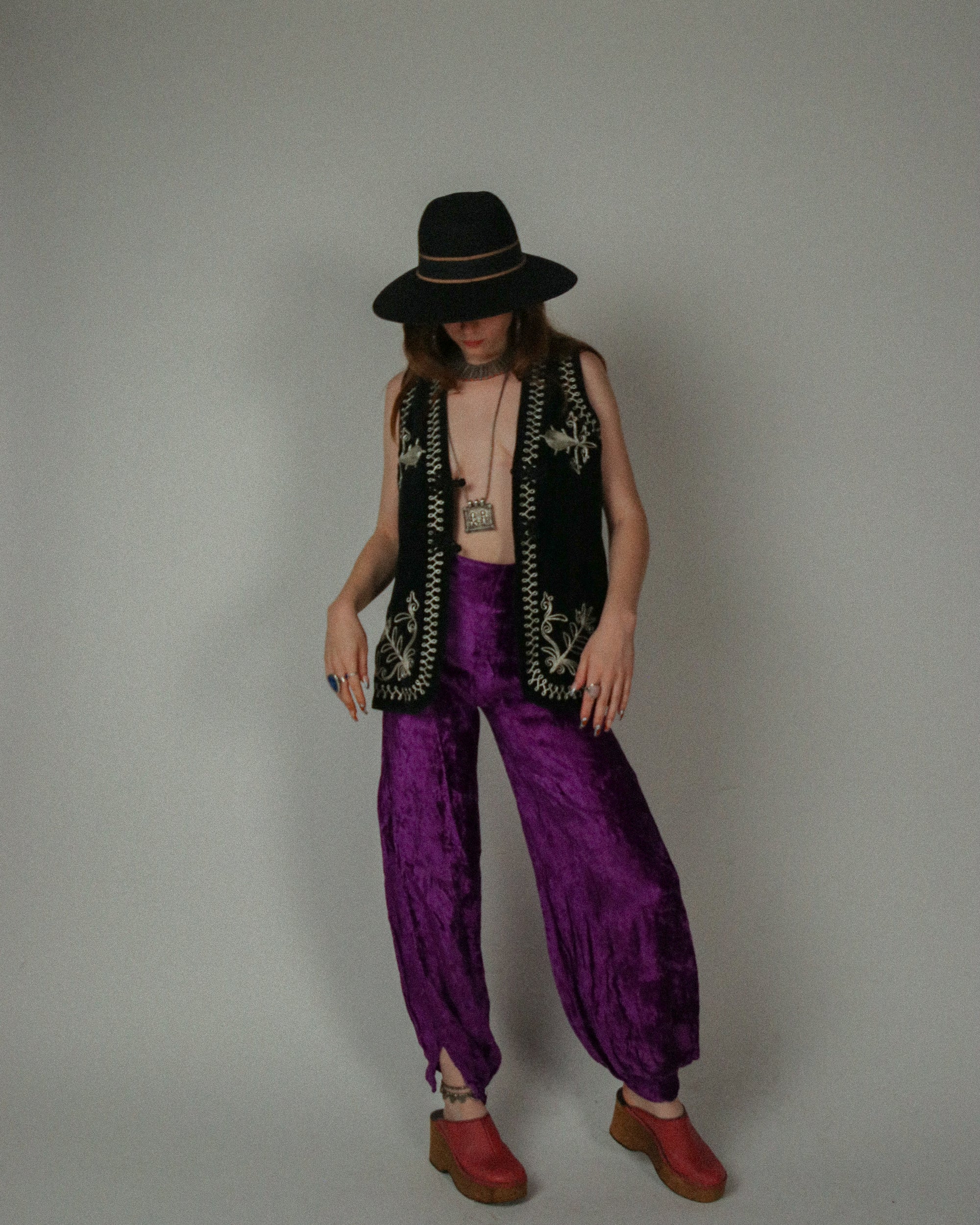 1970s Black Velvet Vest