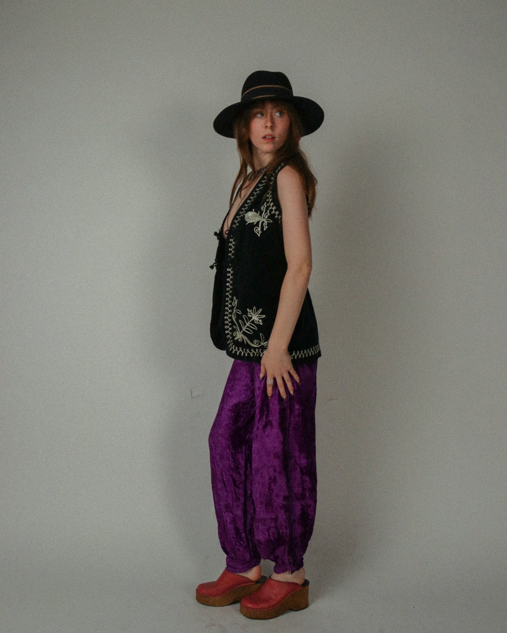 1970s Black Velvet Vest