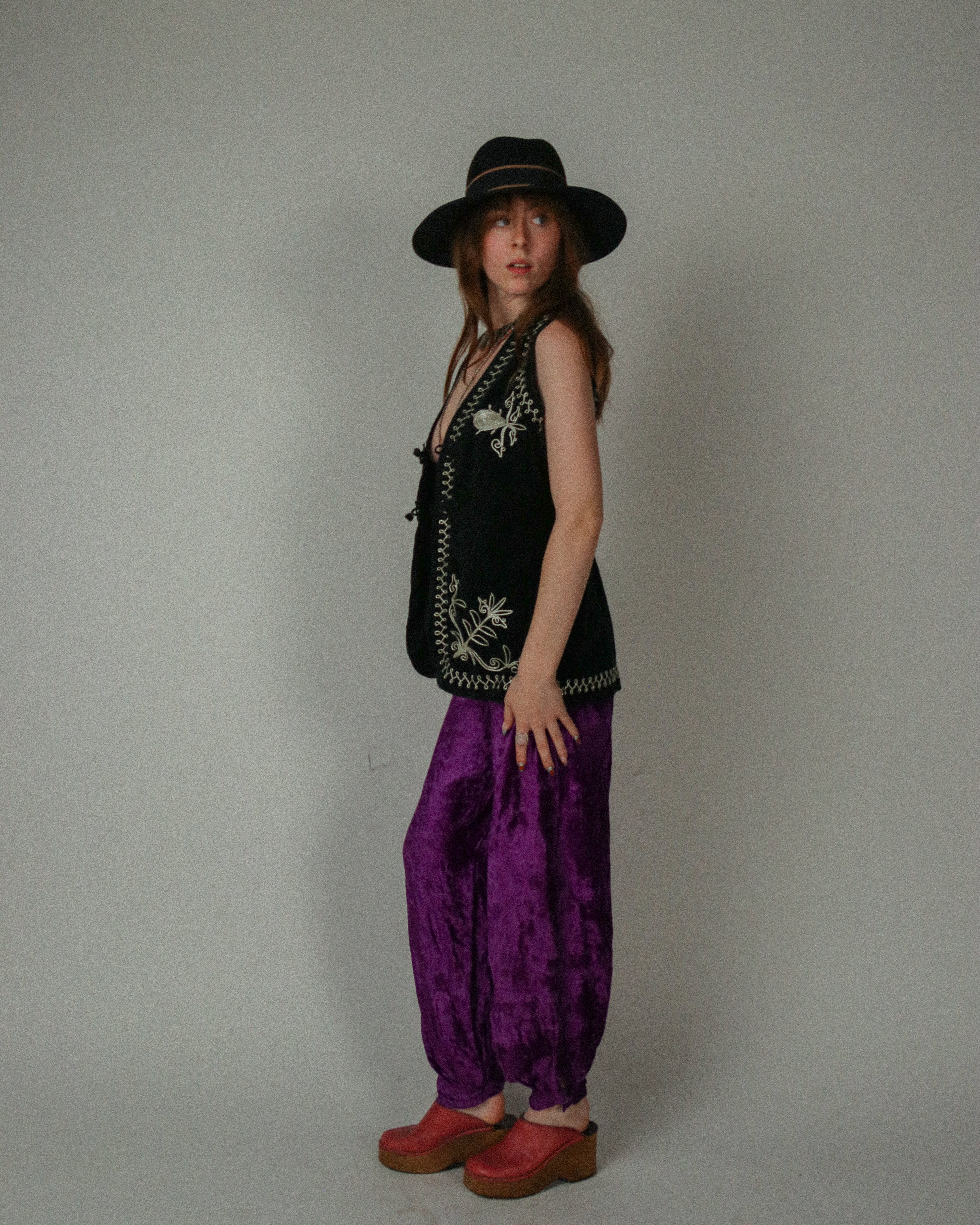 1970s Black Velvet Vest