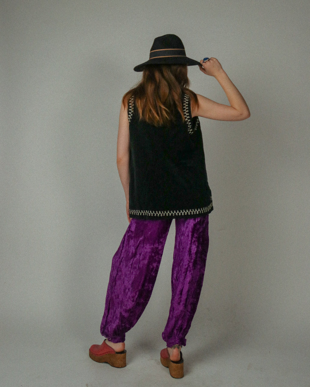 1970s Black Velvet Vest