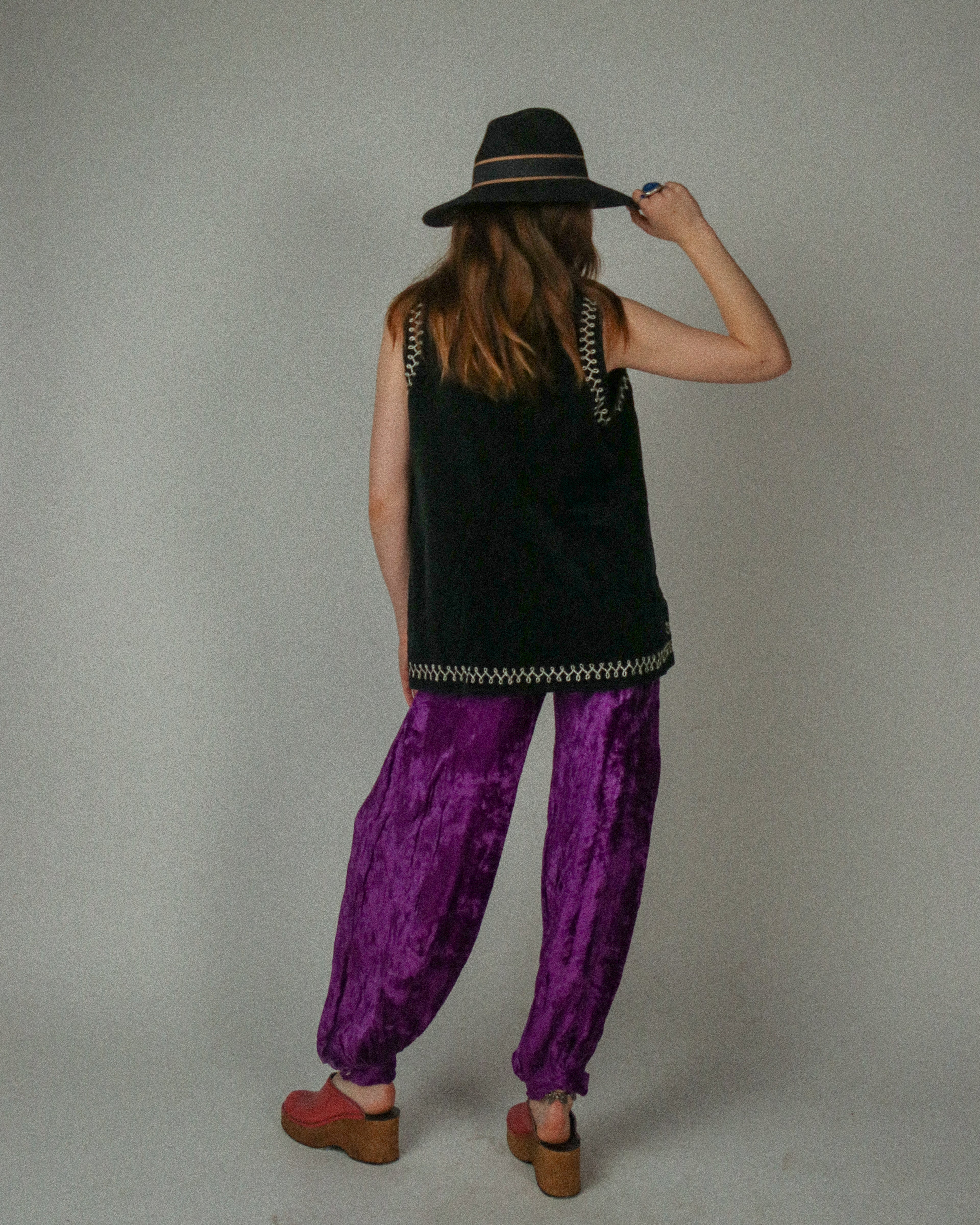 1970s Black Velvet Vest