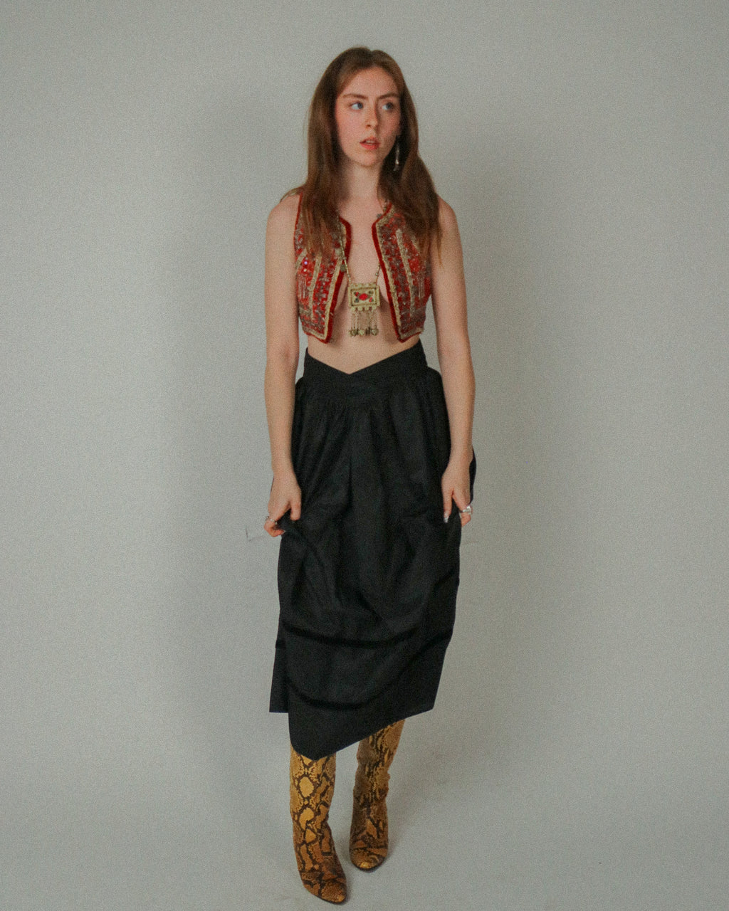 Antique Hungarian Glass Bead and Velvet Vest