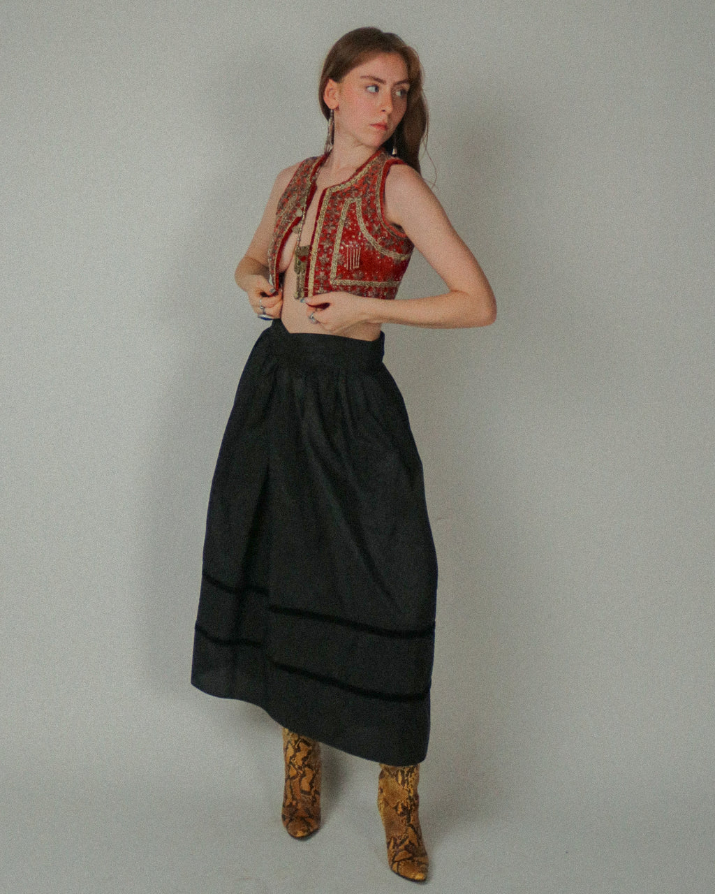 Antique Hungarian Glass Bead and Velvet Vest