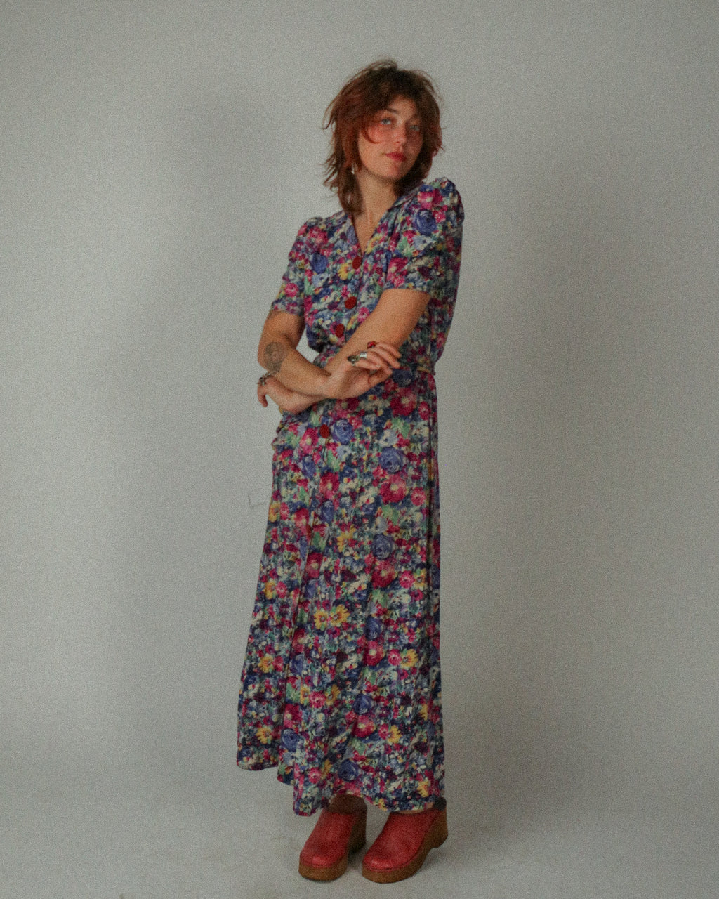 1940s Floral Maxi Teadress