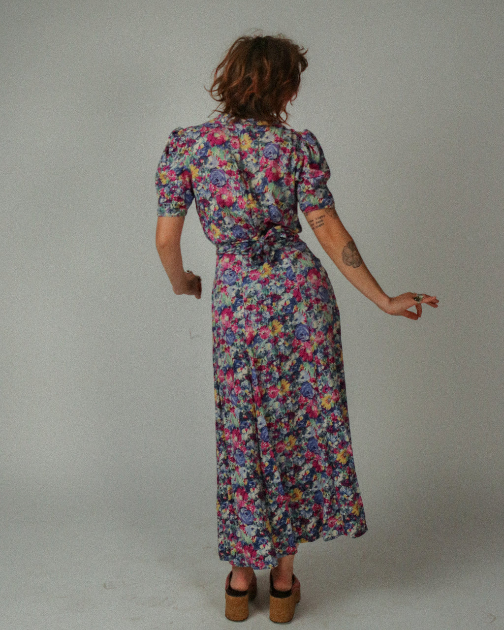 1940s Floral Maxi Teadress