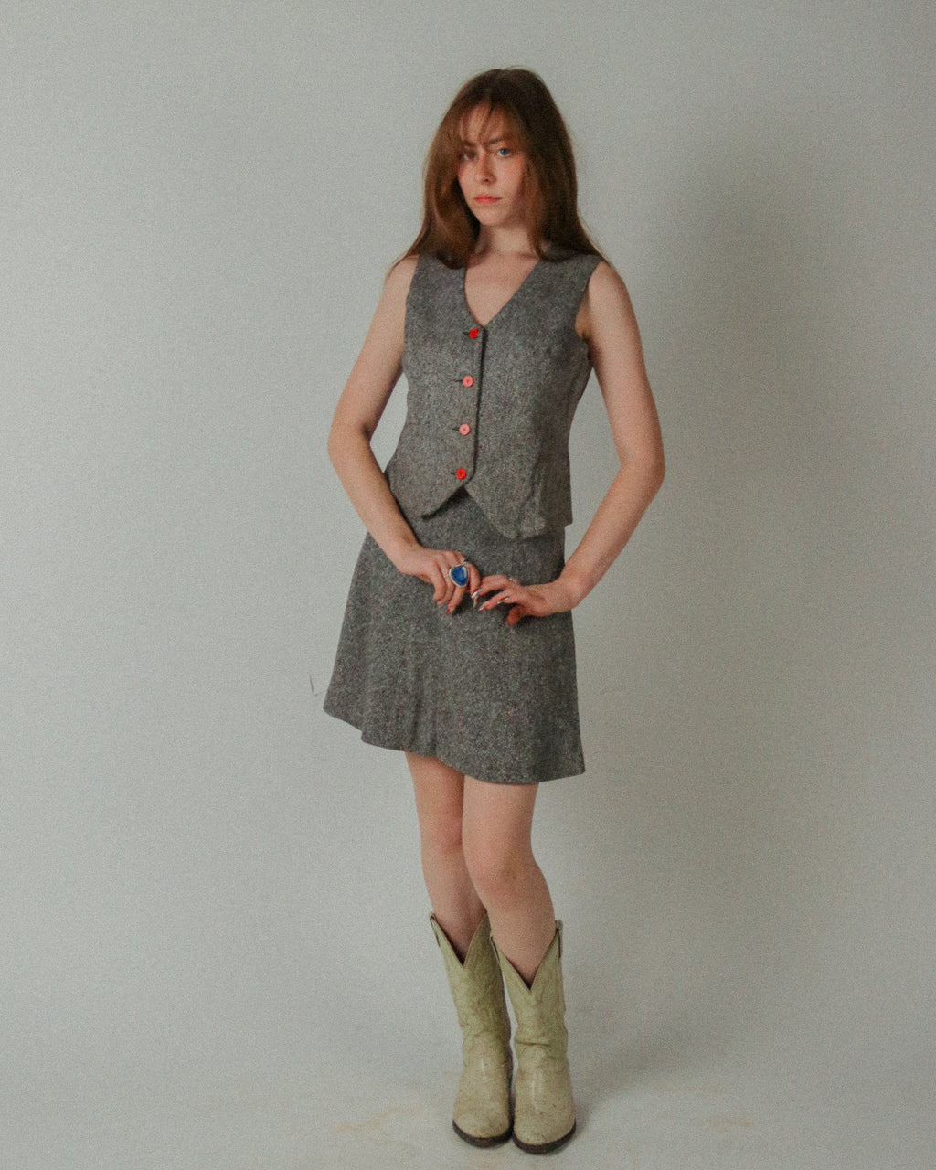1960s Tweed Miniskirt and Vest Two-Piece