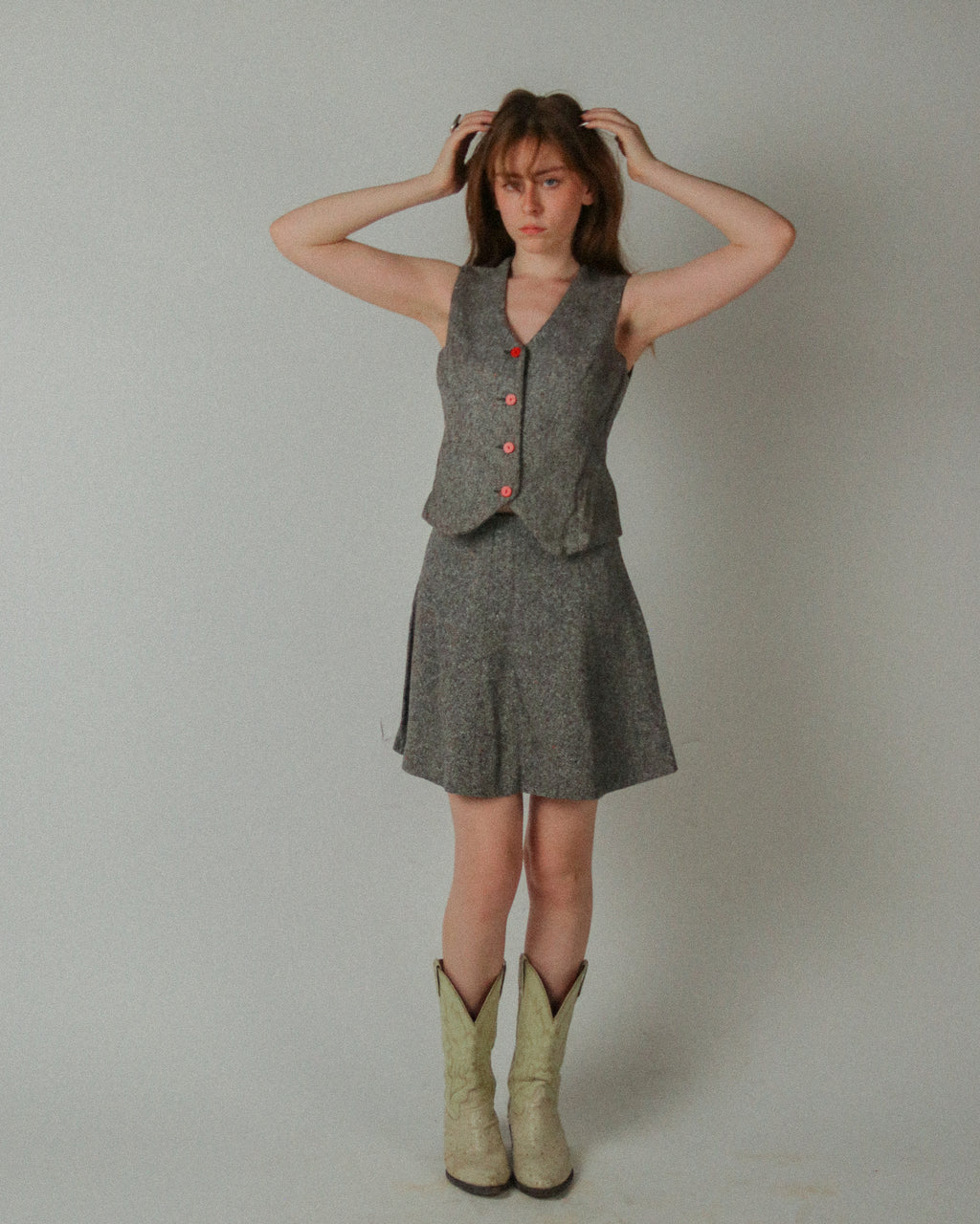 1960s Tweed Miniskirt and Vest Two-Piece