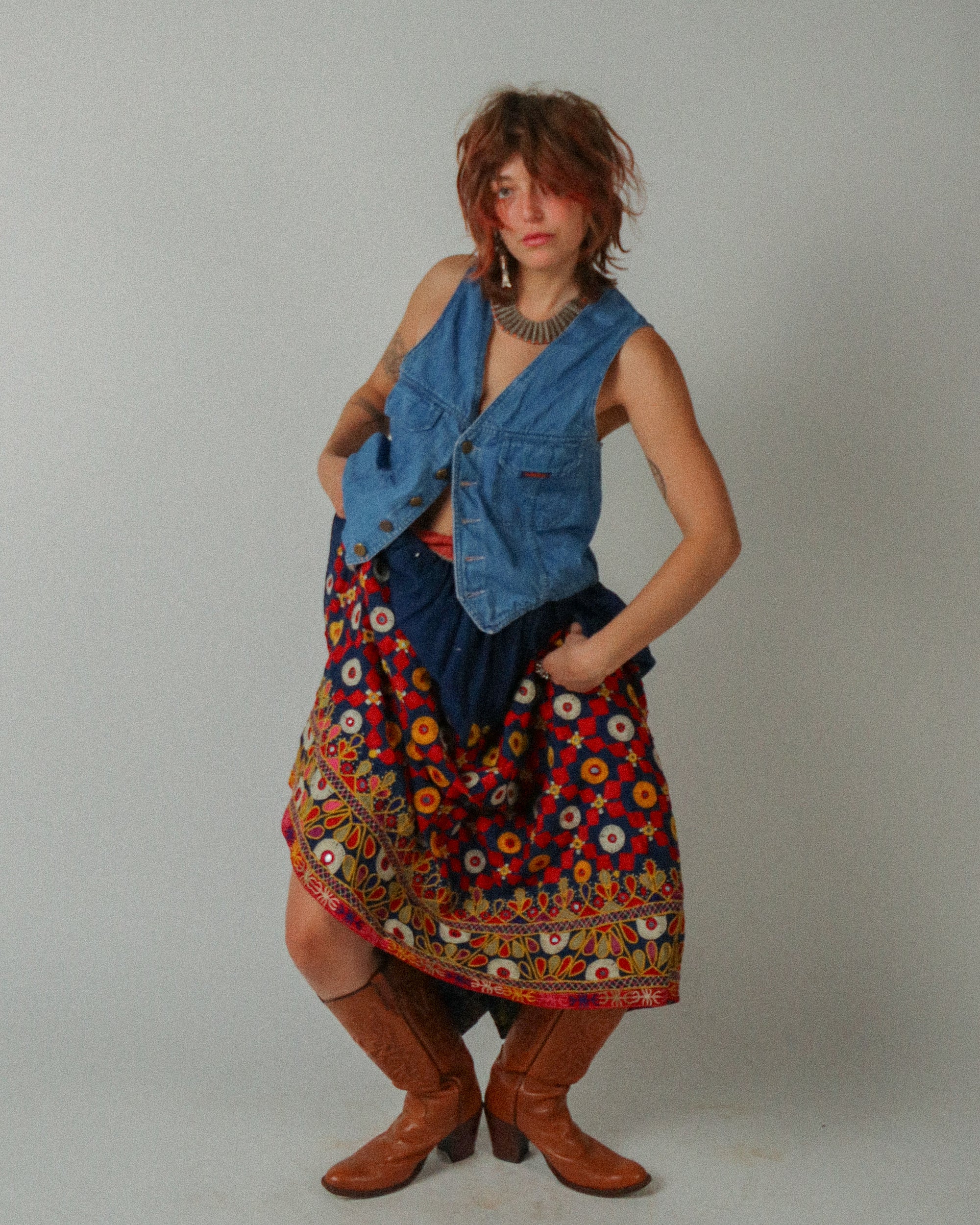 1970s Indian Gujarati Embellished Skirt