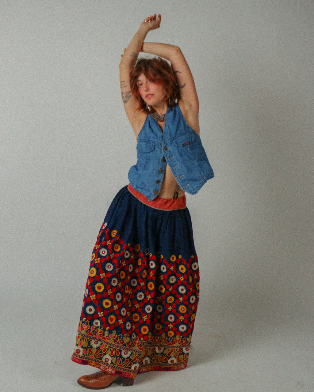 1970s Indian Gujarati Embellished Skirt