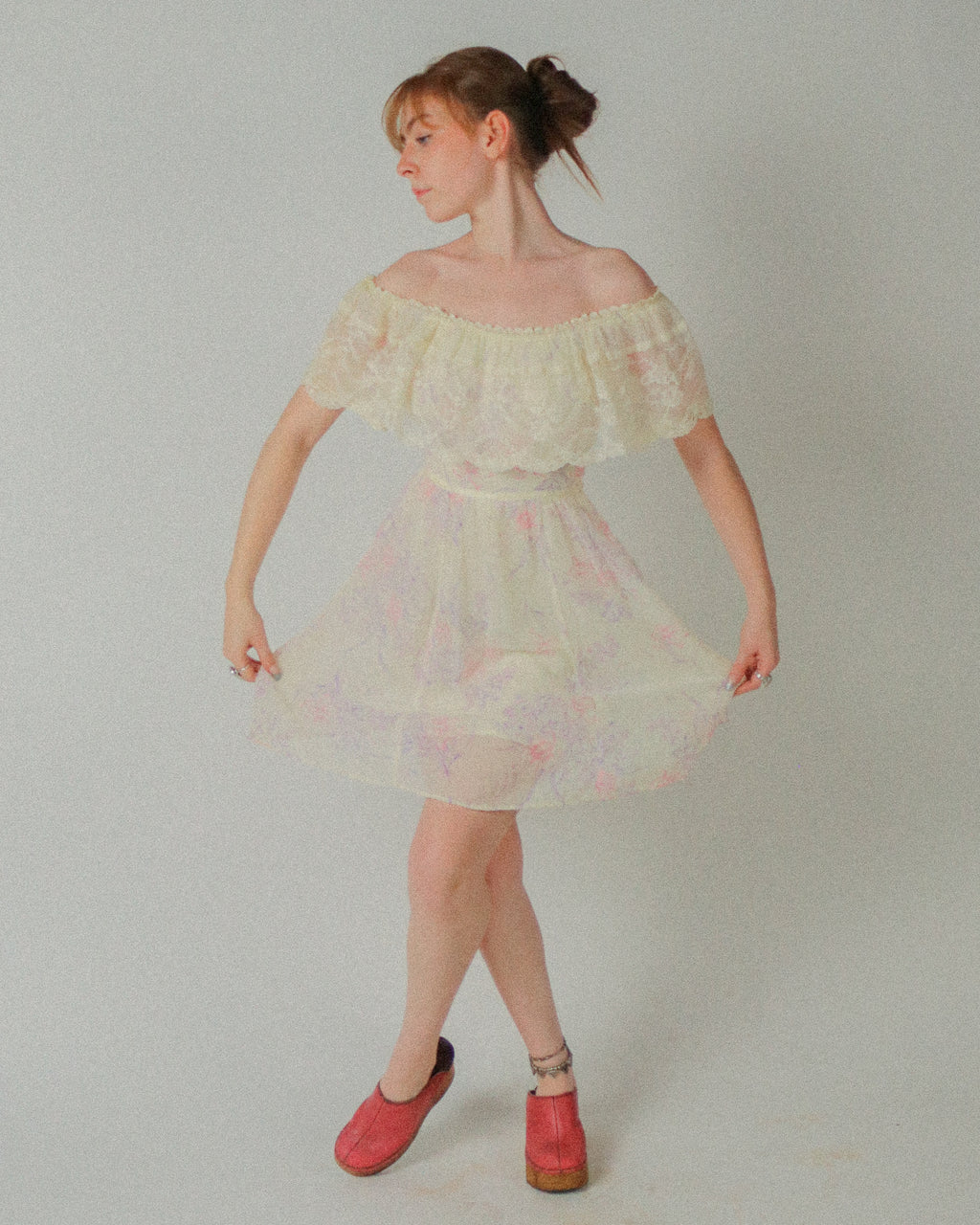 1970s Gunne Sax Off-Shoulder Minidress