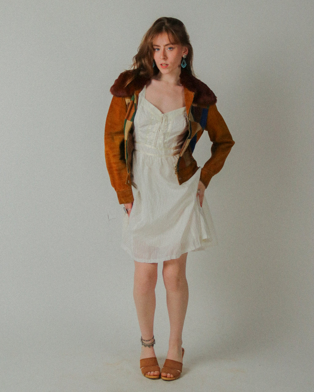 1970s Patchwork Suede Bomber Jacket