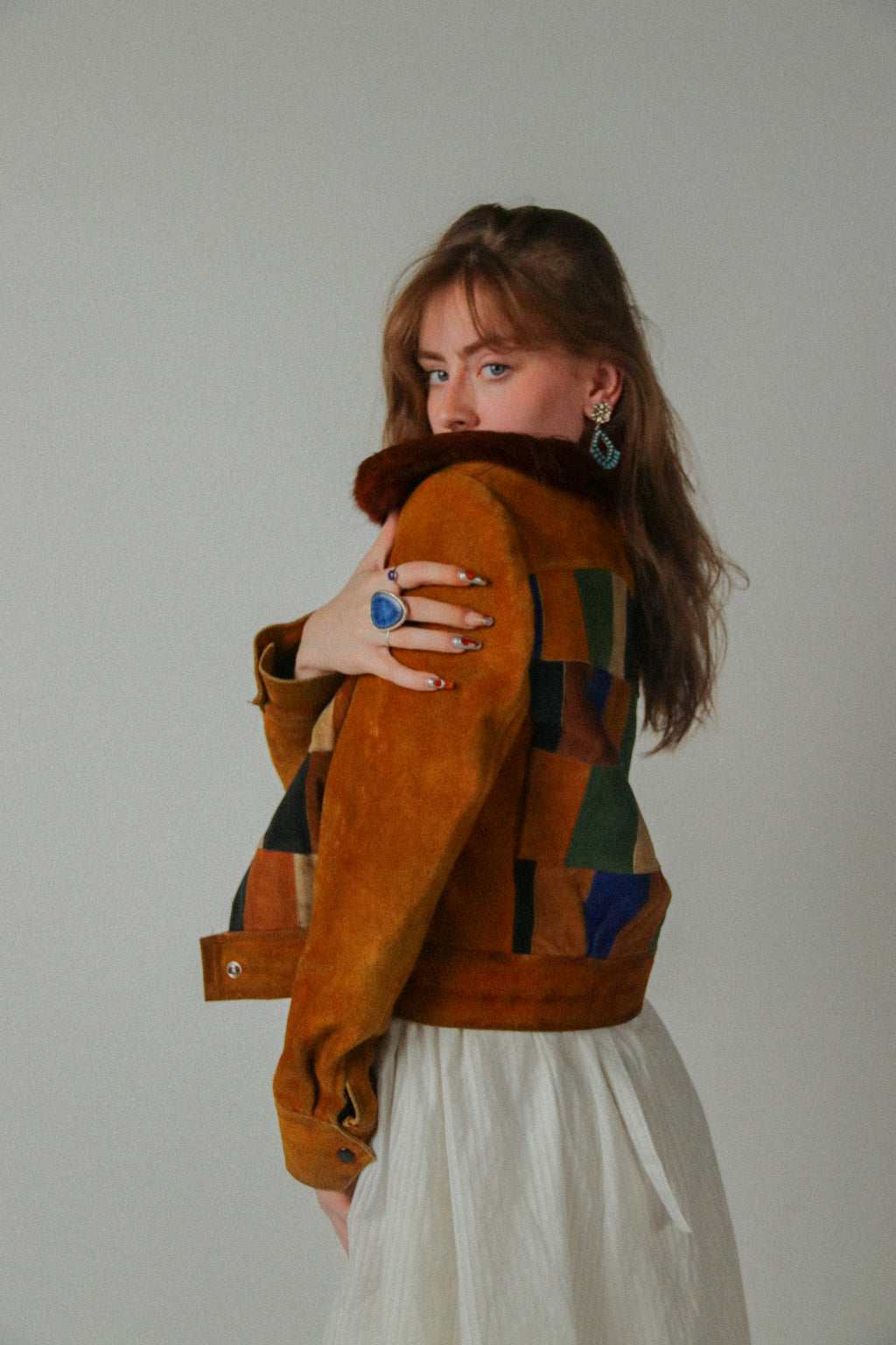1970s Patchwork Suede Bomber Jacket