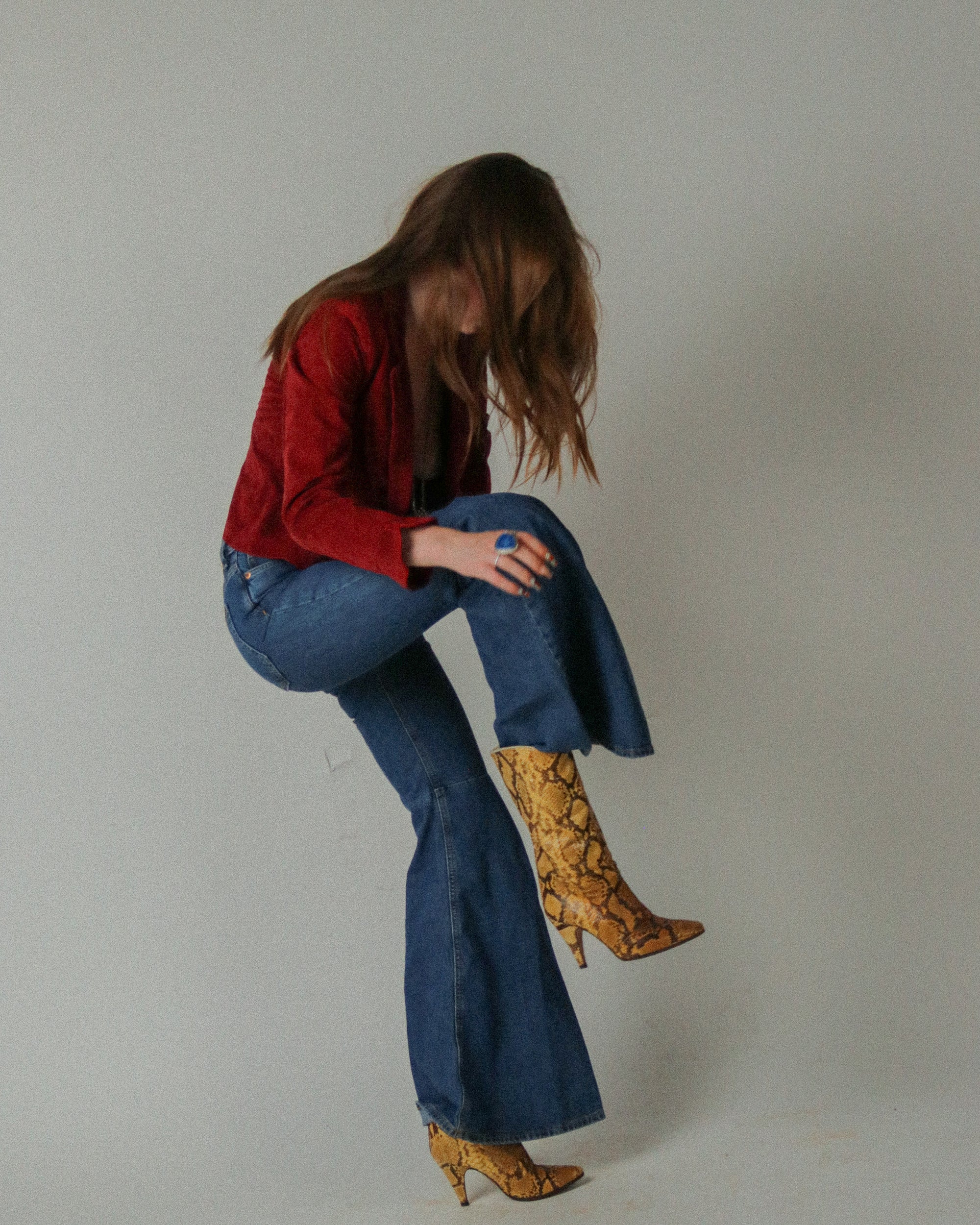 1970s Gassy Jack Cherry Red Peplum Suede Jacket