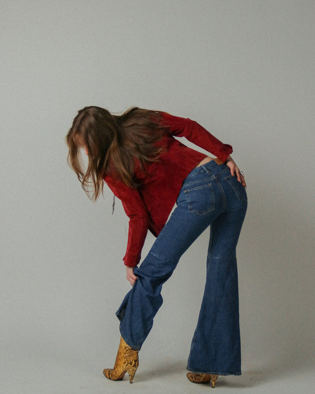1970s Gassy Jack Cherry Red Peplum Suede Jacket