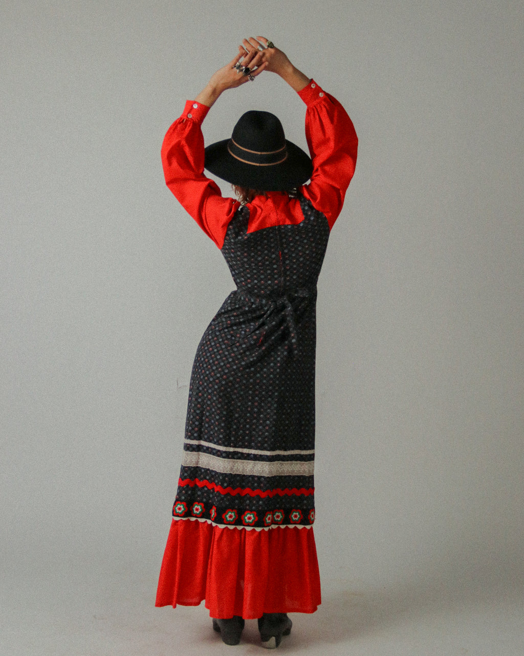 1970s Pinafore Prairie Dress