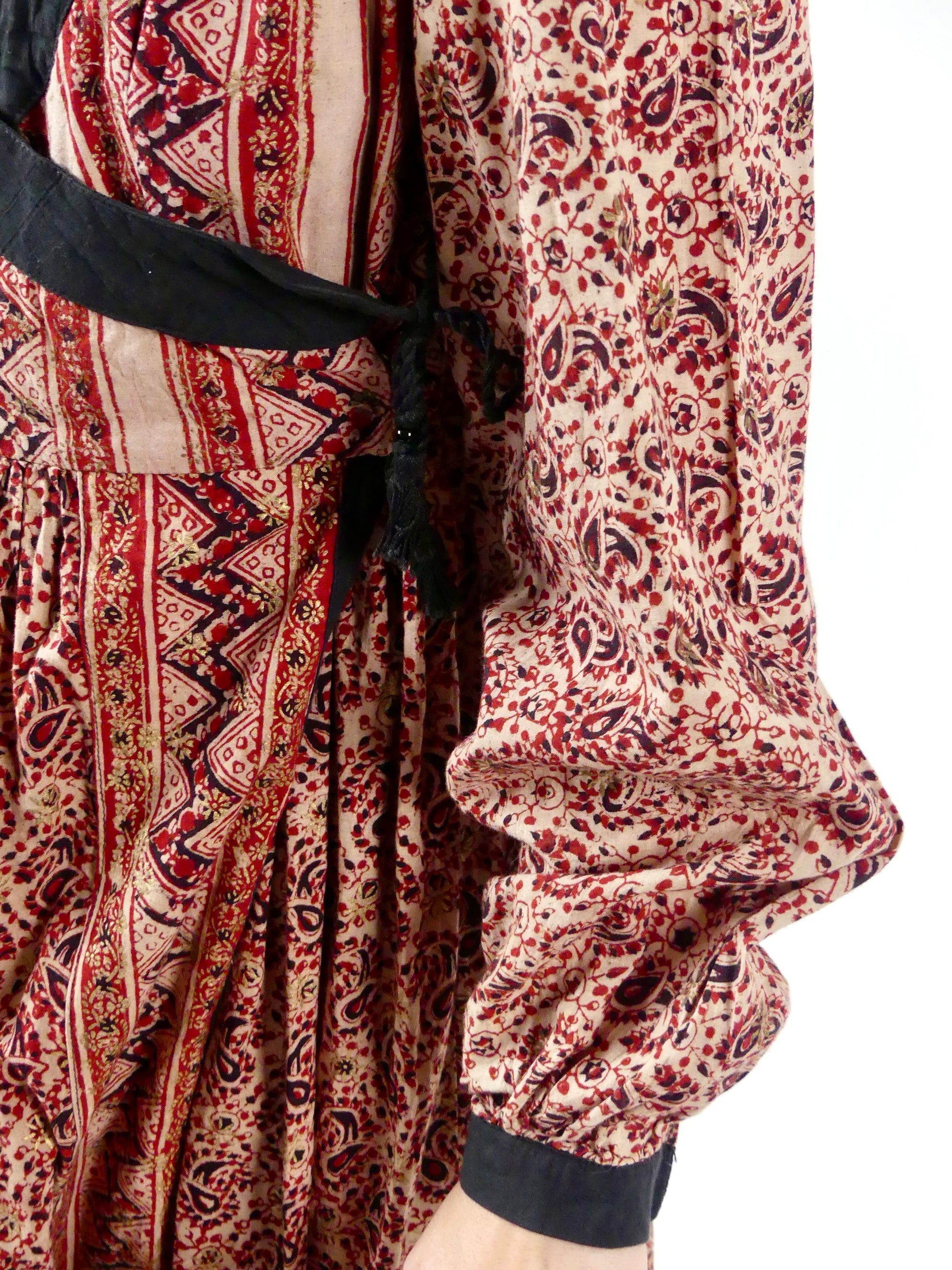 1970s Deadstock Indian Blockprint Wrap Dress