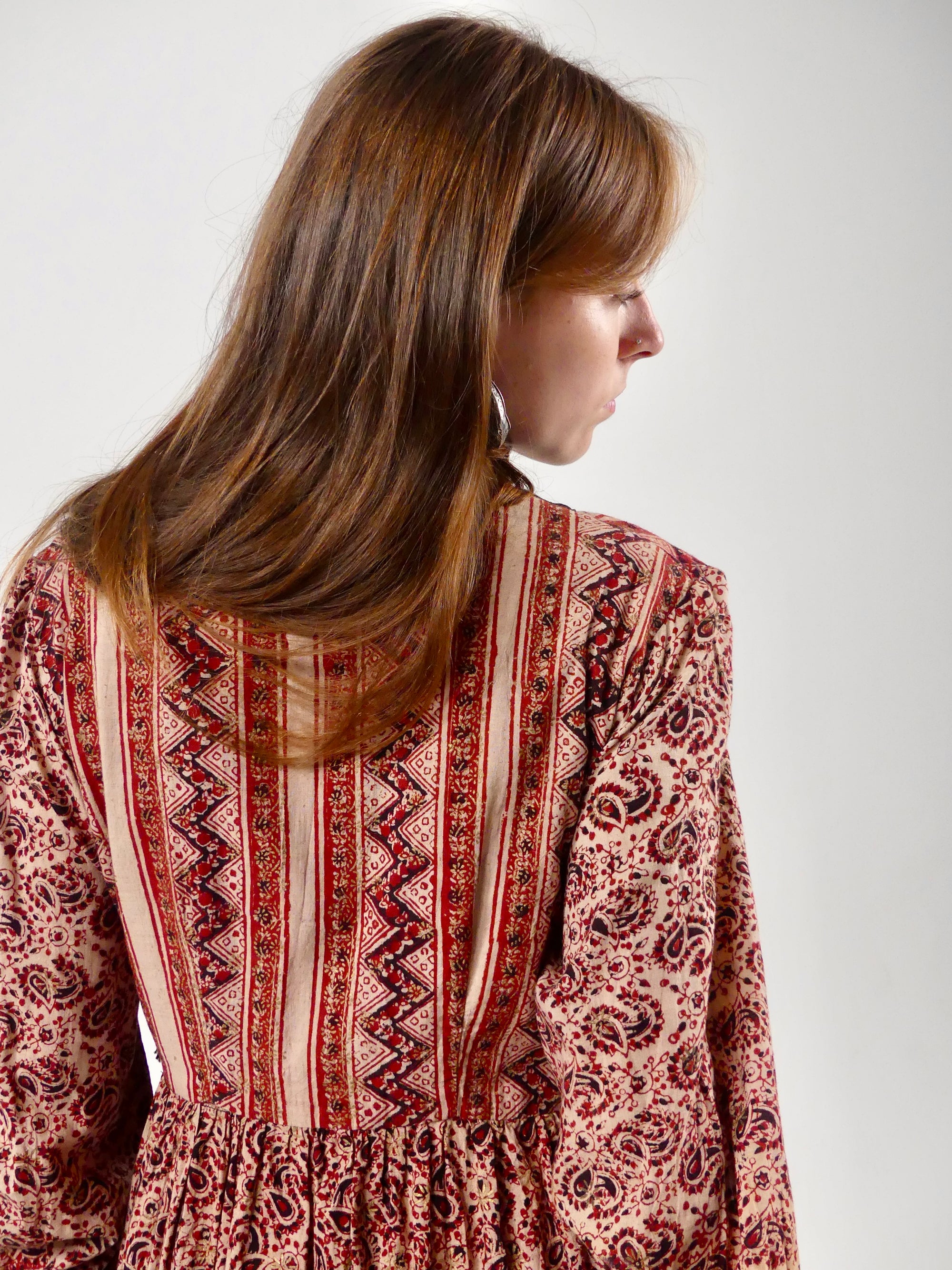 1970s Deadstock Indian Blockprint Wrap Dress